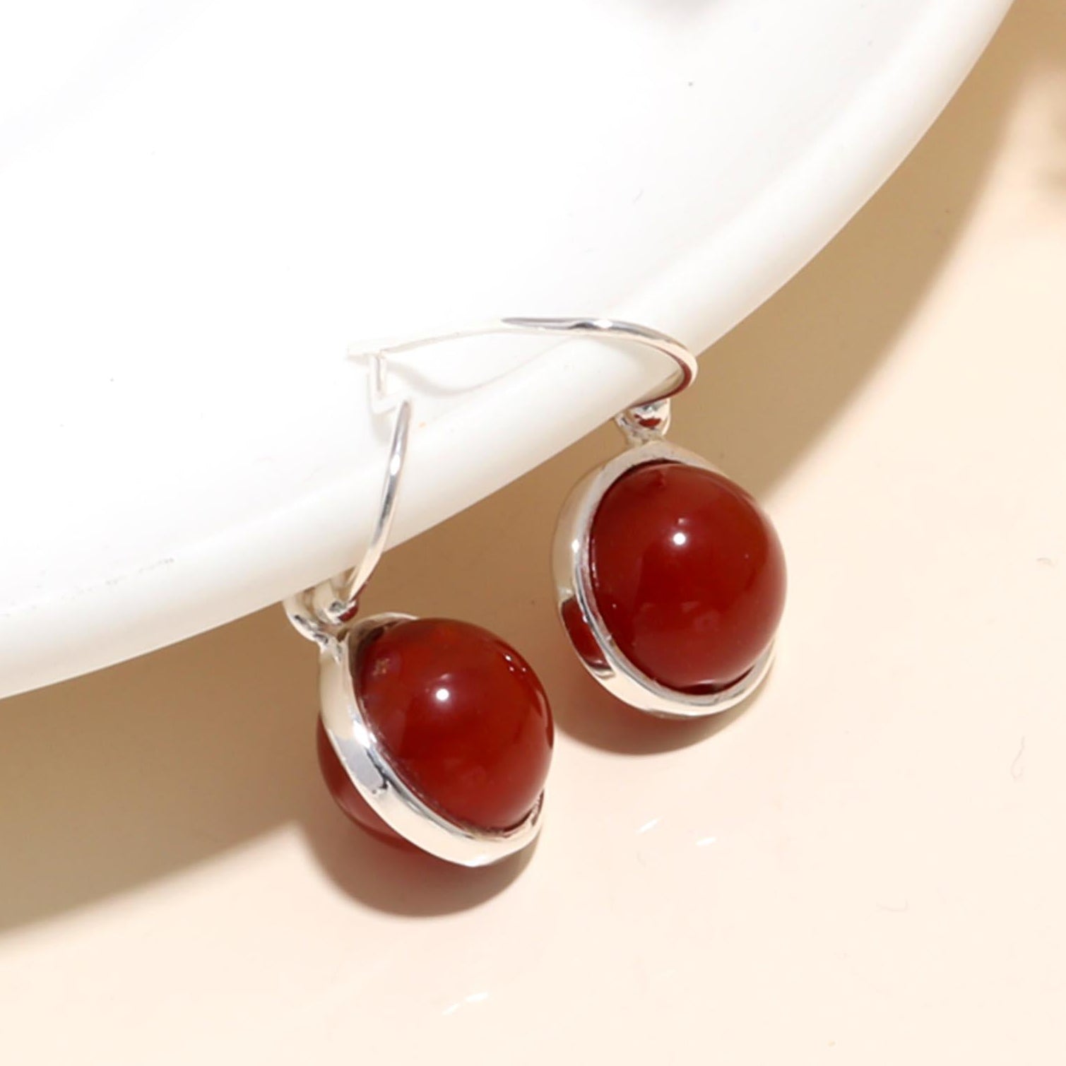 925 Sterling Silver Carnelian Drop Earrings