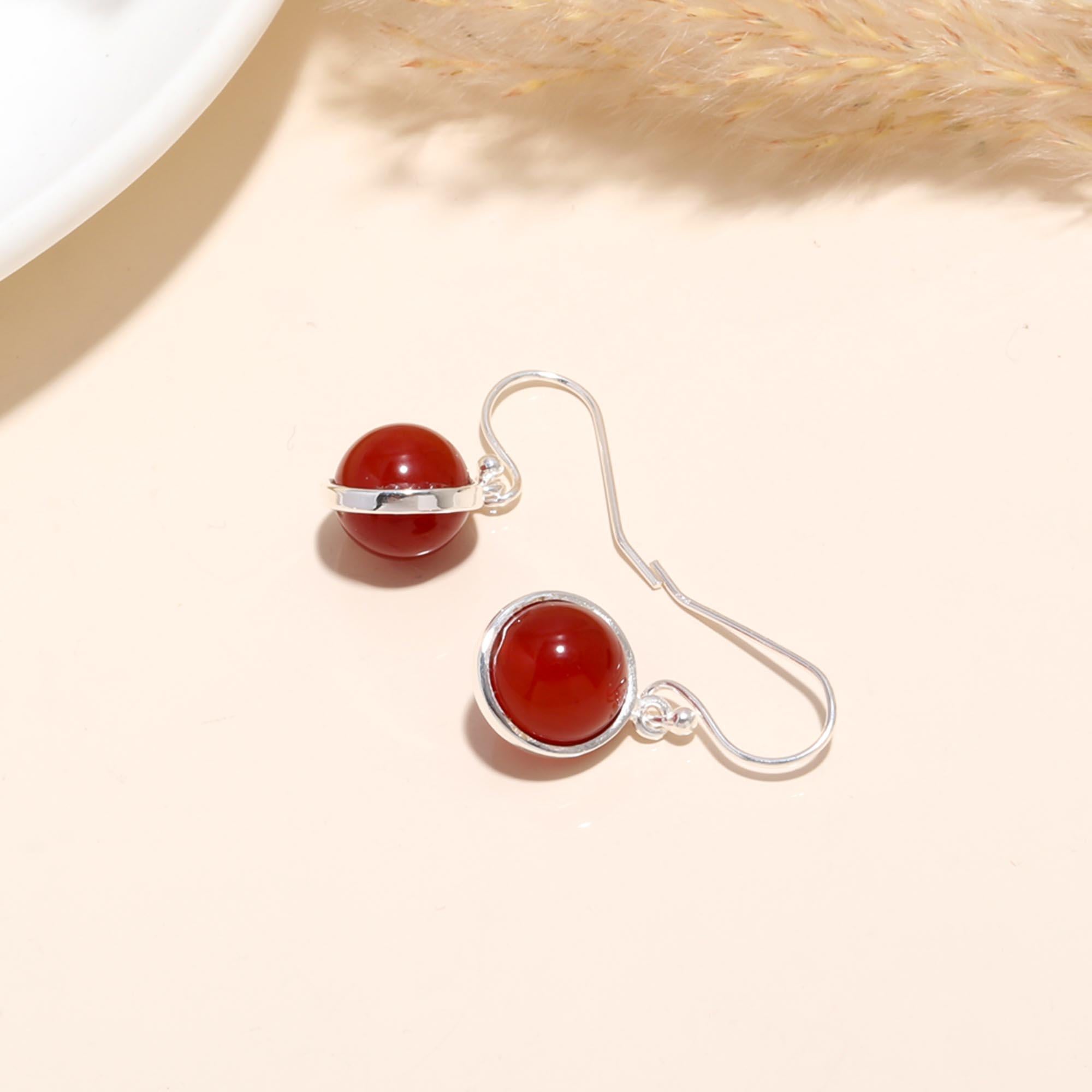 925 Sterling Silver Carnelian Drop Earrings