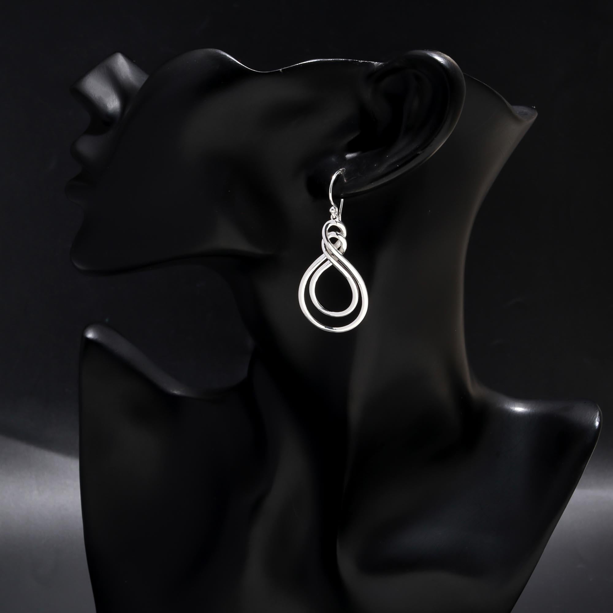 925 Sterling Silver Infinity Teardrop Dangle Earrings