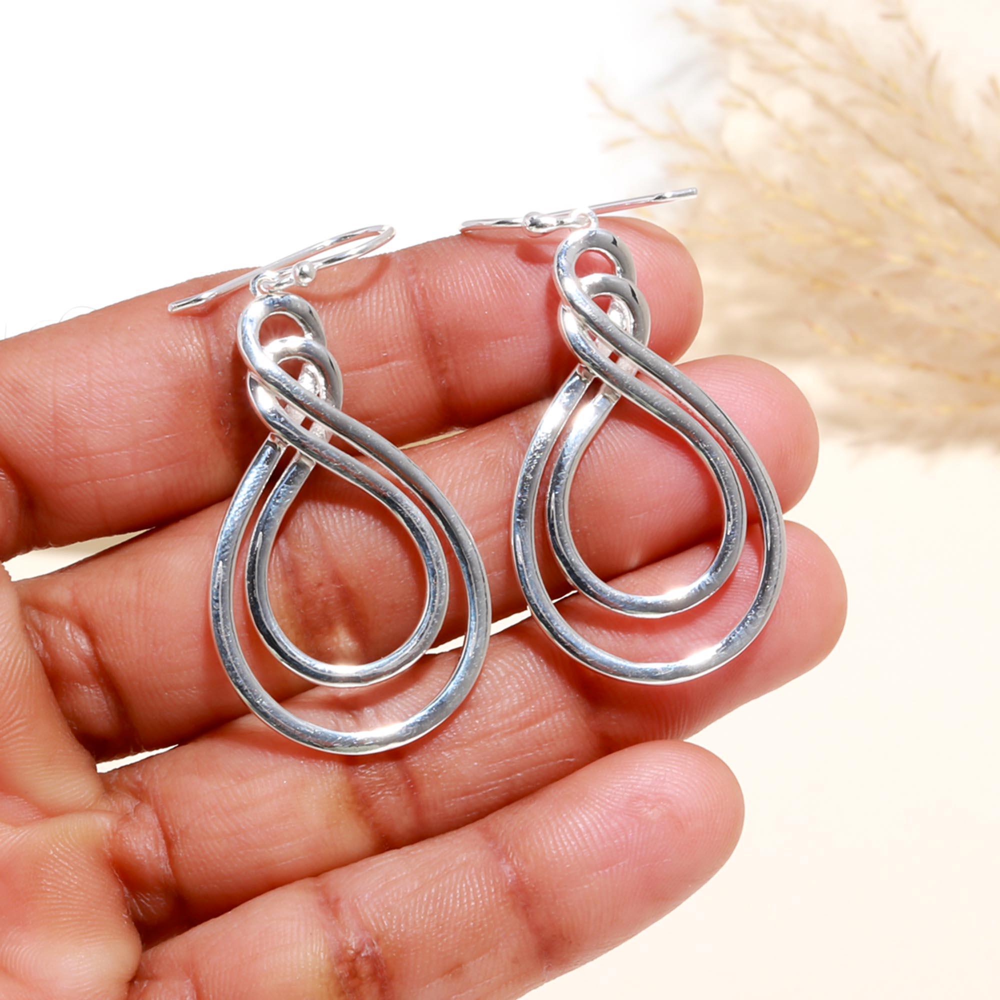 925 Sterling Silver Infinity Teardrop Dangle Earrings