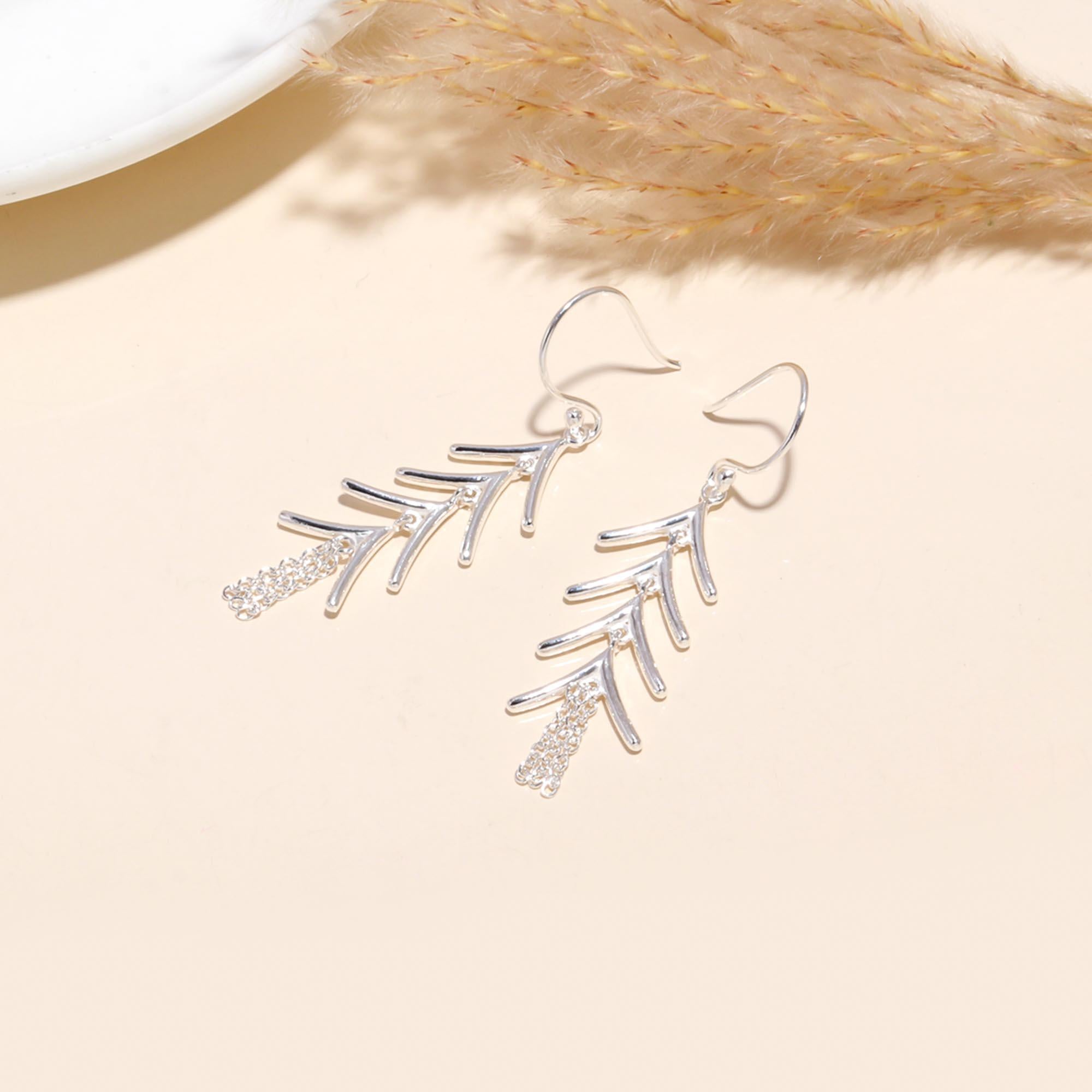 925 Sterling Silver Nature-Inspired Dangle Earrings