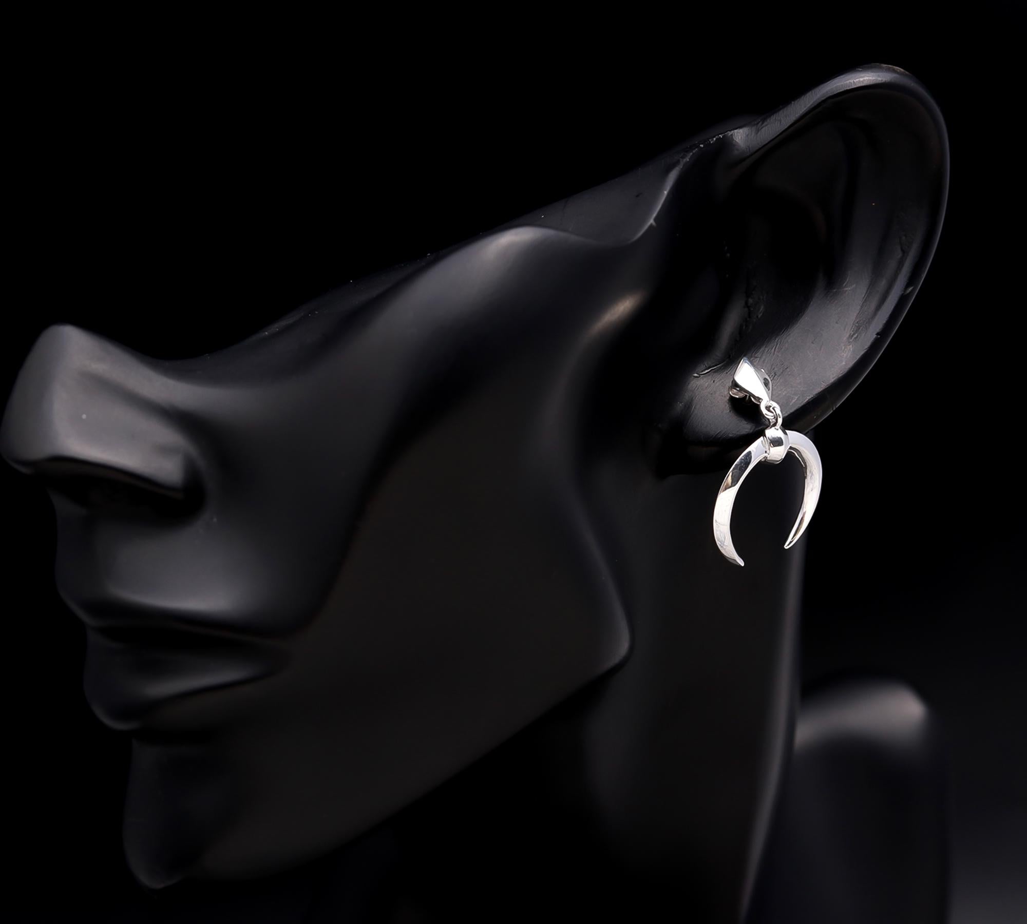 925 Silver Crescent Horn Drop Earrings