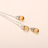 Solid 925 Silver Citrine Drops Designer Necklace Box Chain