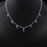 925 Sterling Silver Amethyst Designer Necklace Anchor Chain