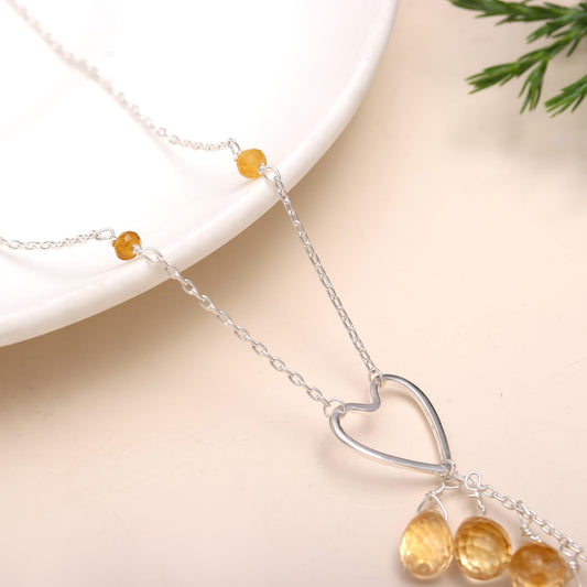 925 Sterling Silver Citrine Designer Necklace Anchor Chain