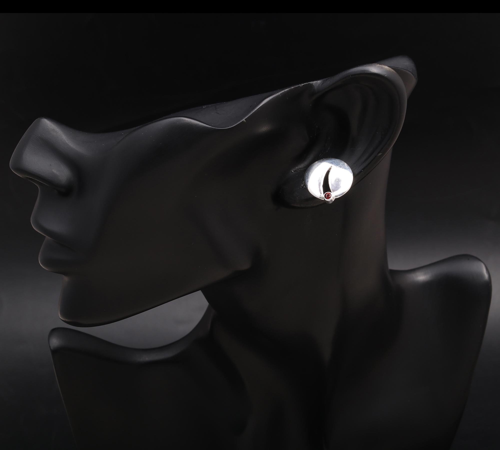 925 Silver Modern Garnet Stud Earrings