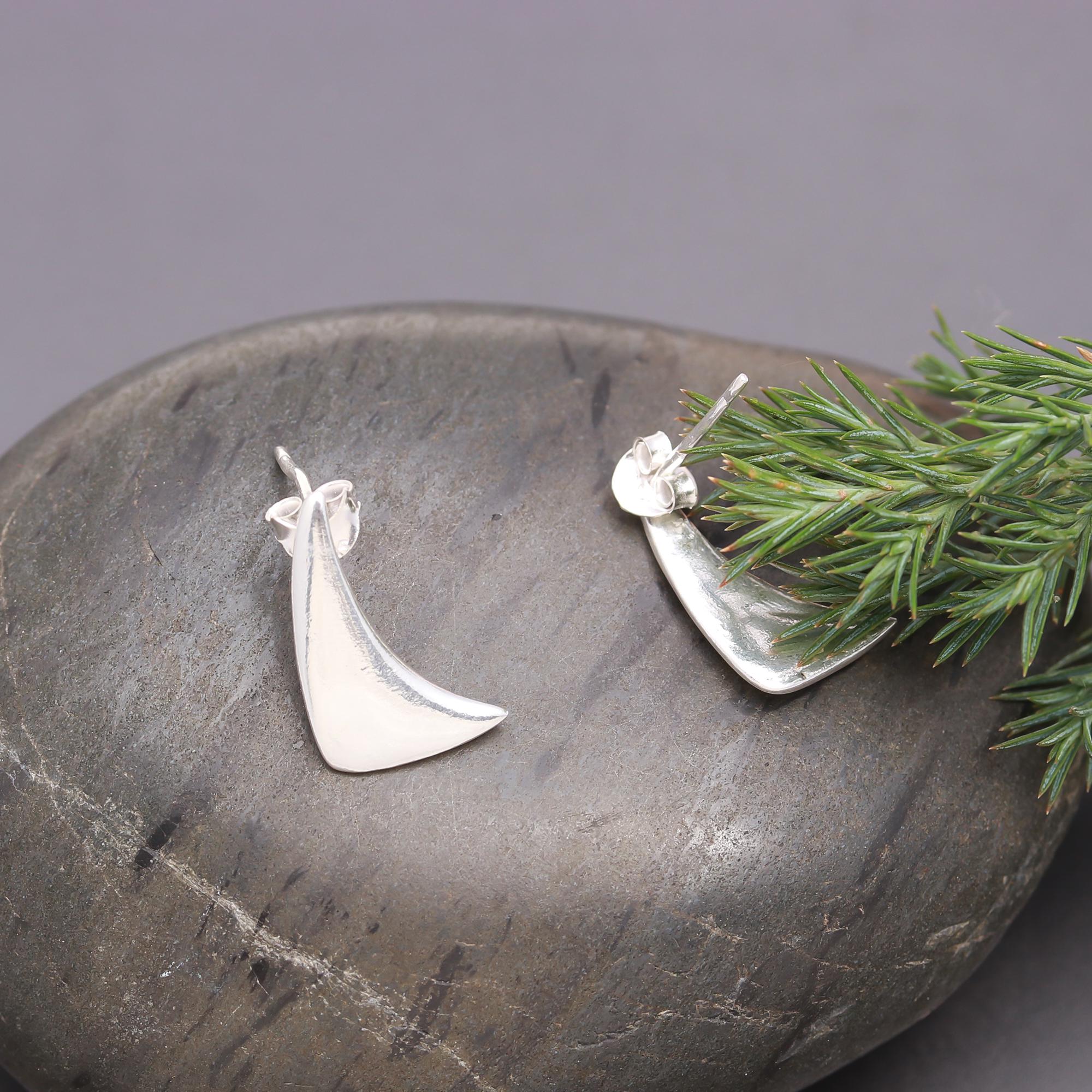 925 Silver Abstract Triangle Stud Earrings