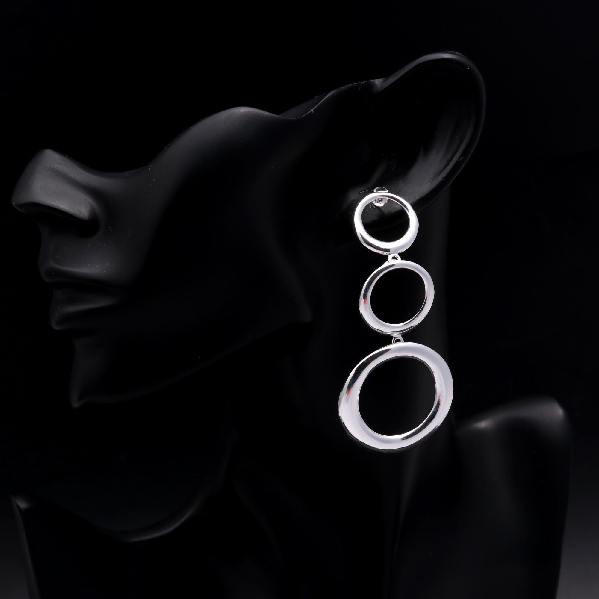 925 Silver Bold Linked Circle Drop Earrings