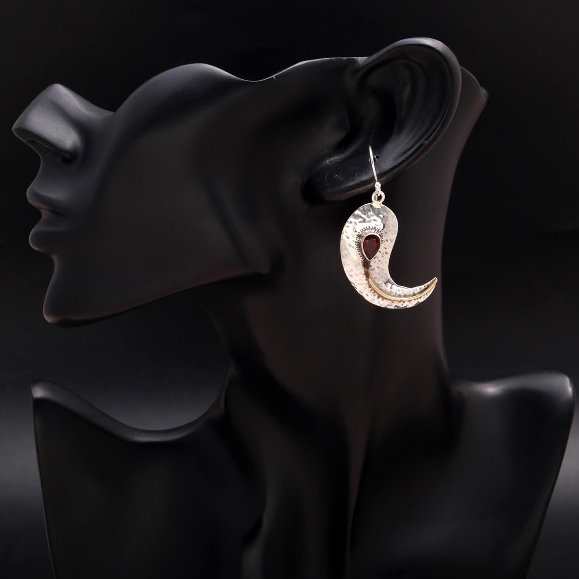 925 Silver Crescent Dangle Earrings
