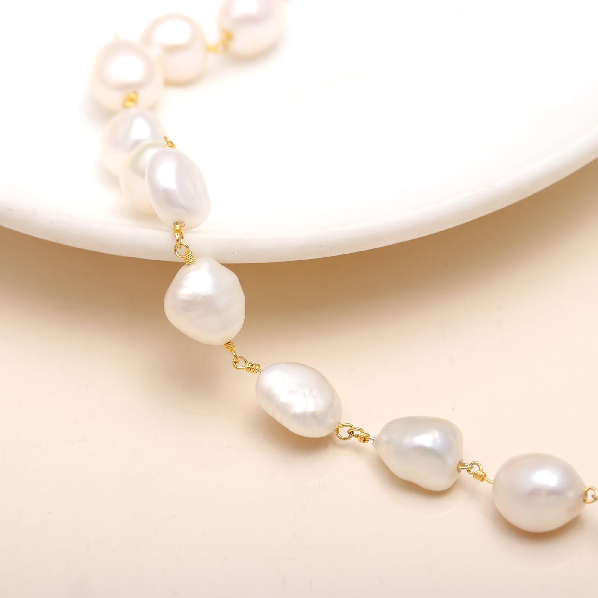 925 Silver Baroque Pearl Beaded Necklace