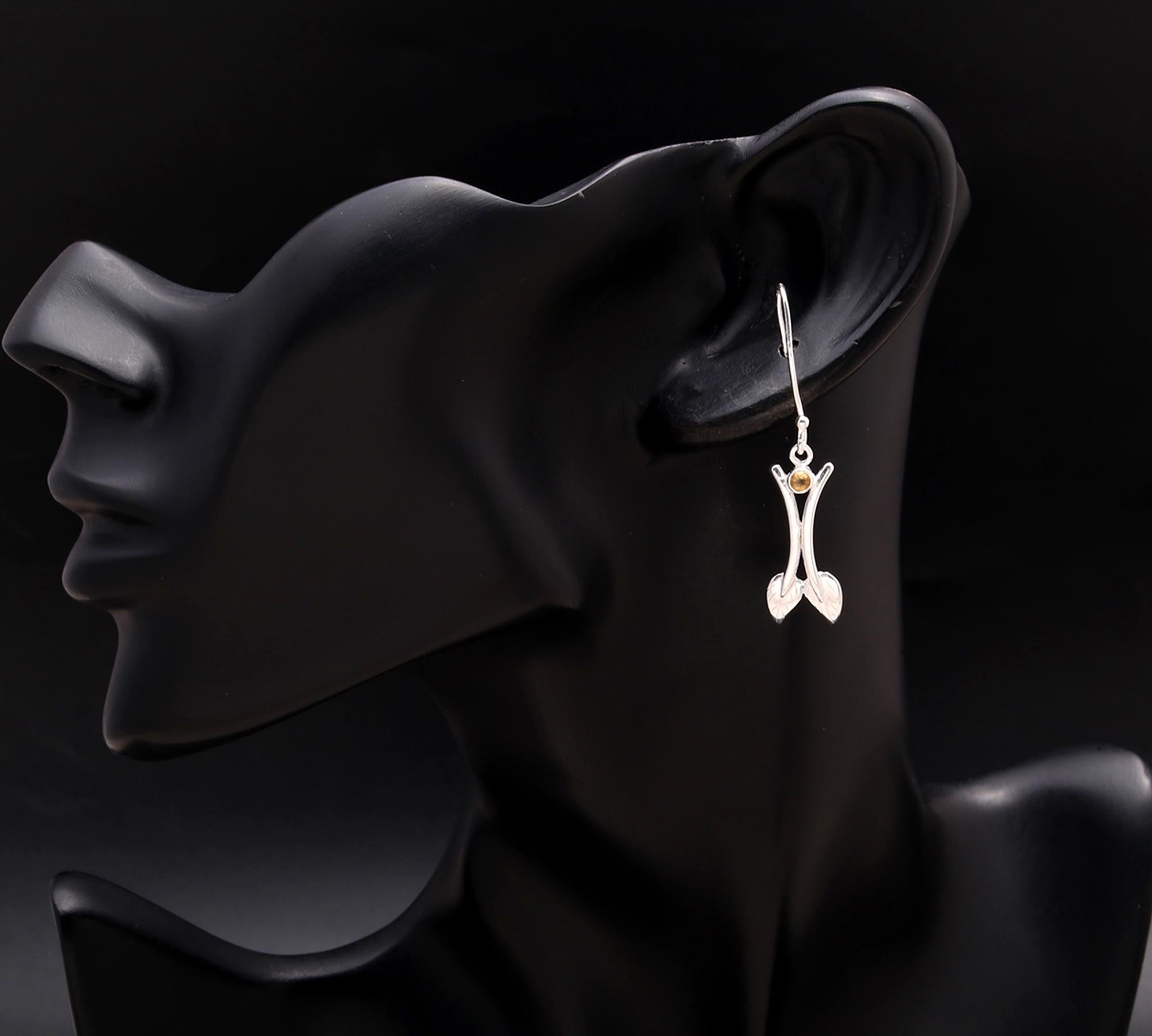 925 Silver Leaf Branch Dangle Earrings