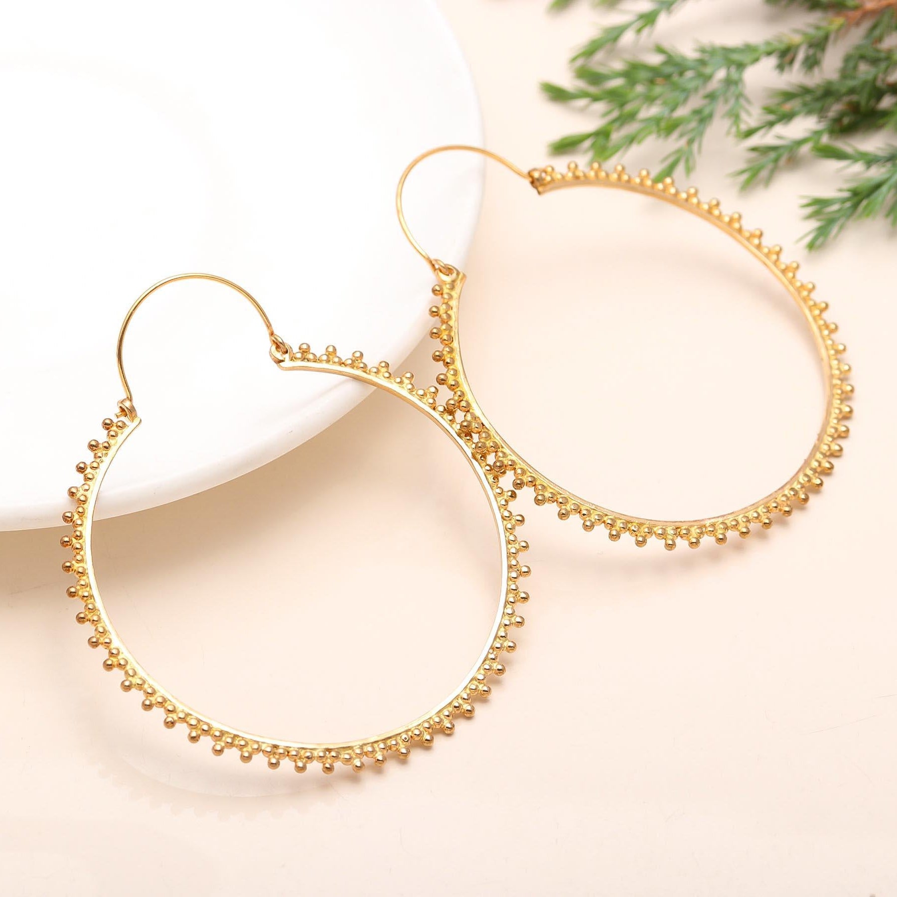 The Gilded Bead: Gold Granulated Hoop Earrings
