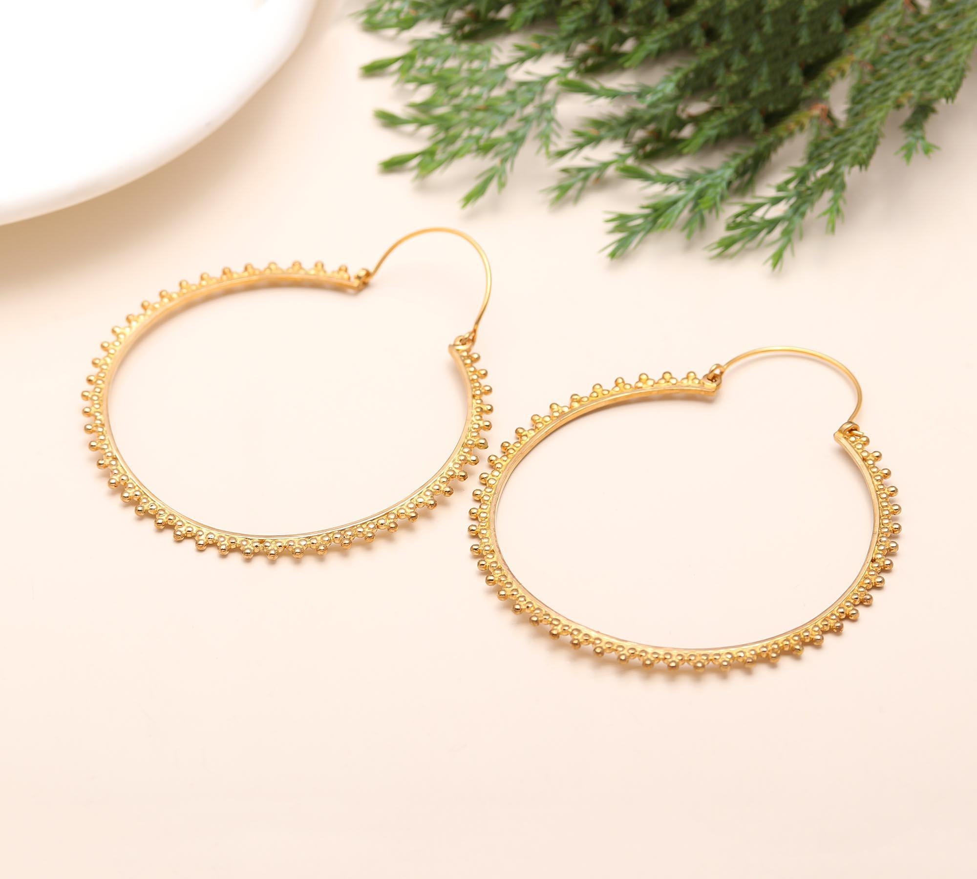 925 Silver Beaded Hoop Earrings