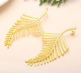 Designer Brass Leaf Earrings