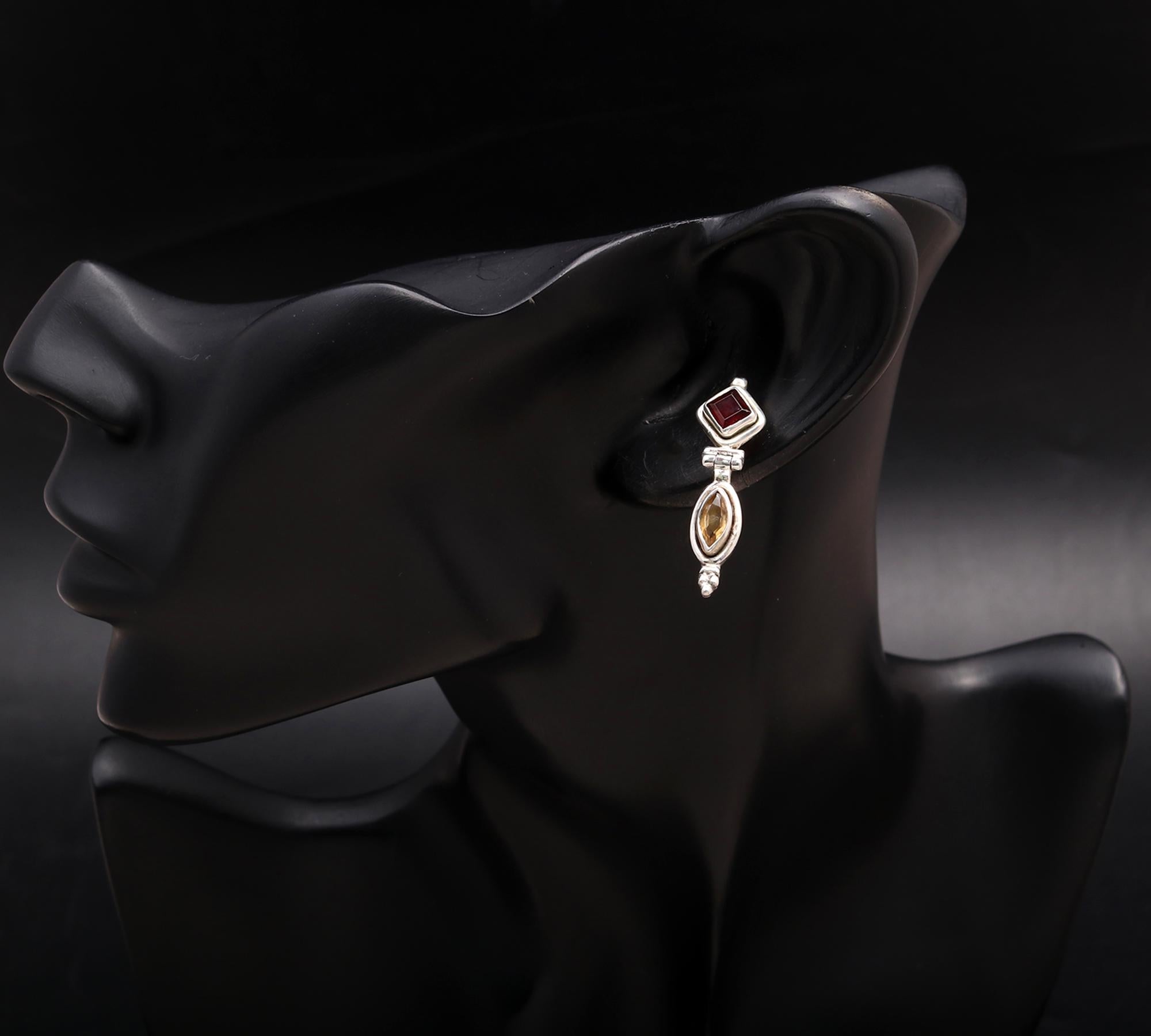 925 Silver Dual-Stone Drop Earrings