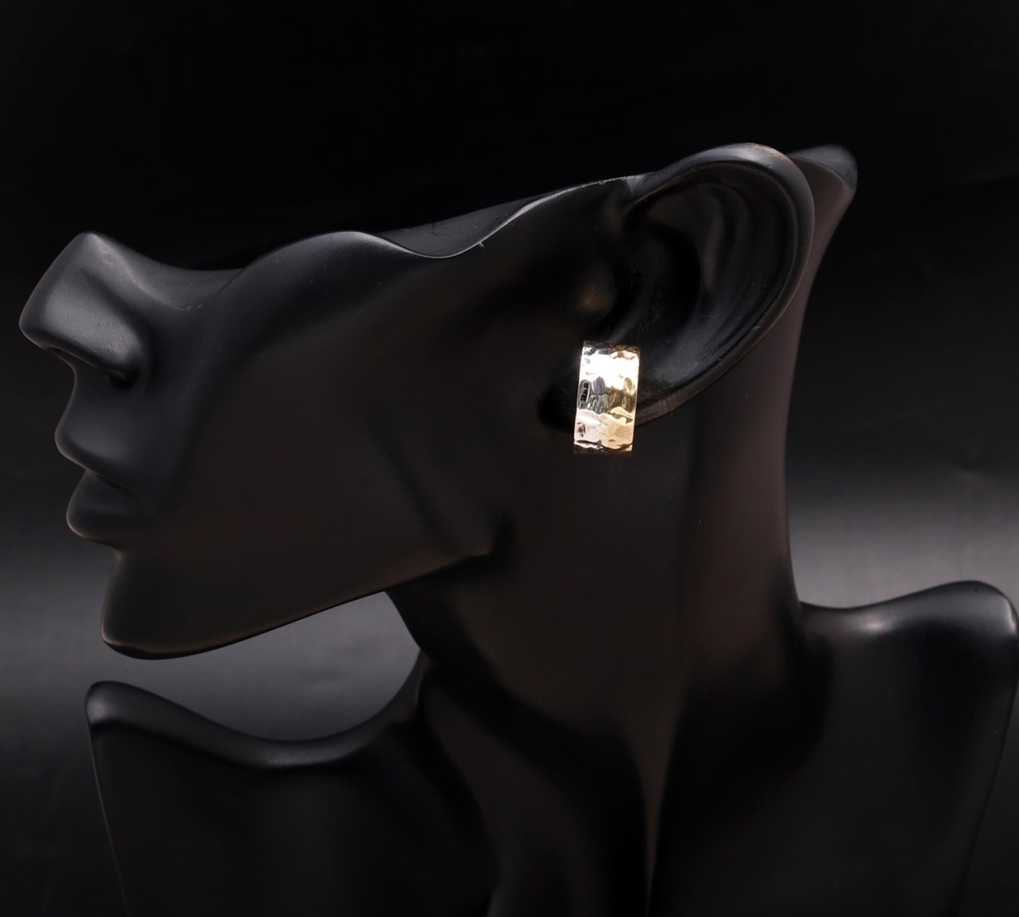 925 Silver Hammered Wide Stud Earrings