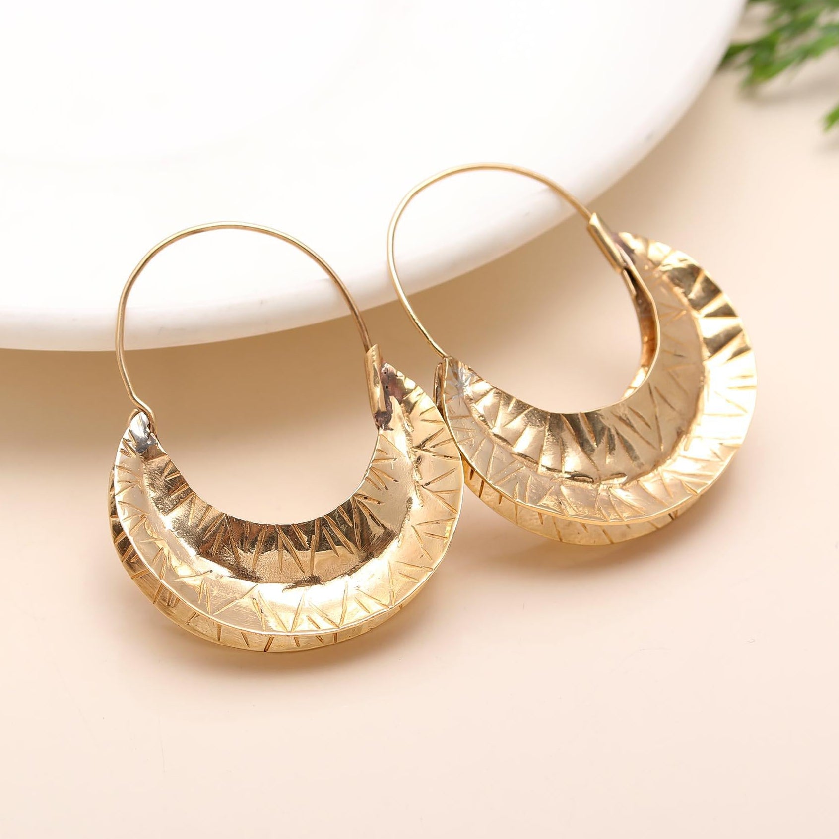 The Gilded Crescent: Textured Gypsy Hoops
