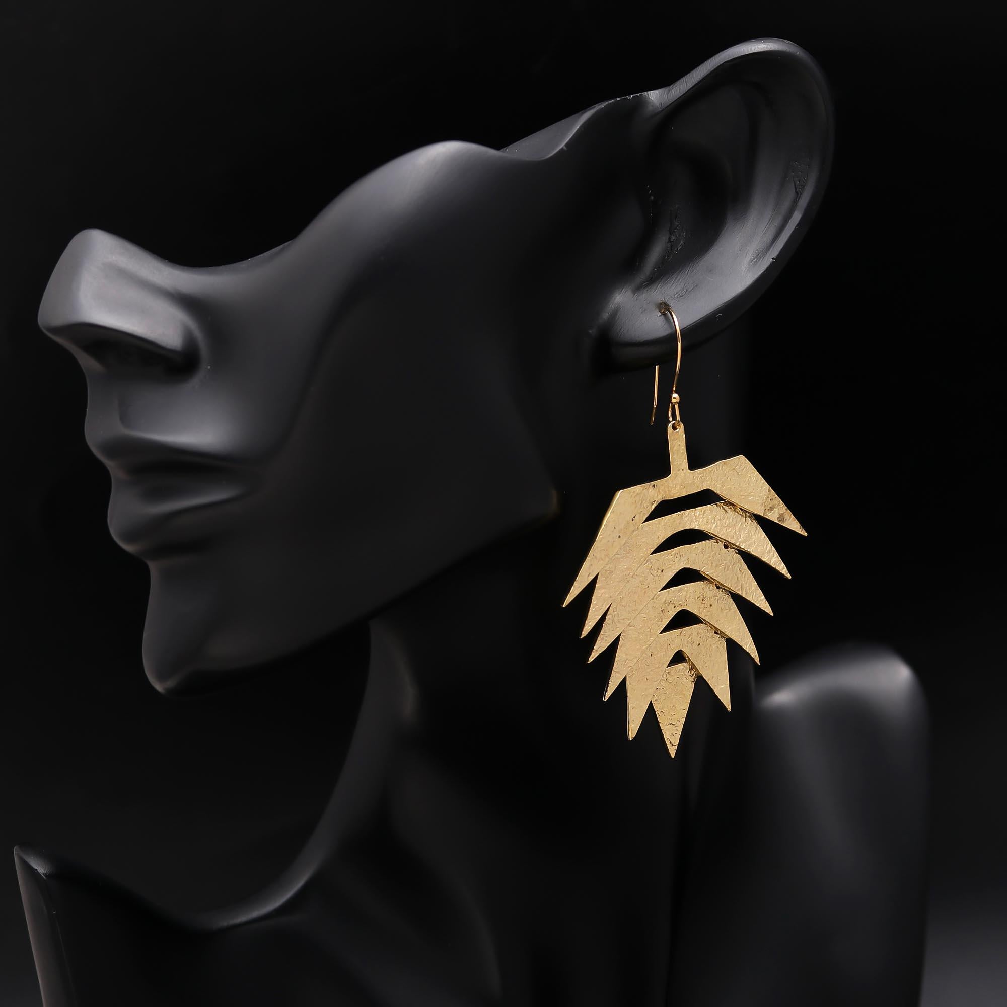 925 Silver Layered Leaf Dangle Earrings