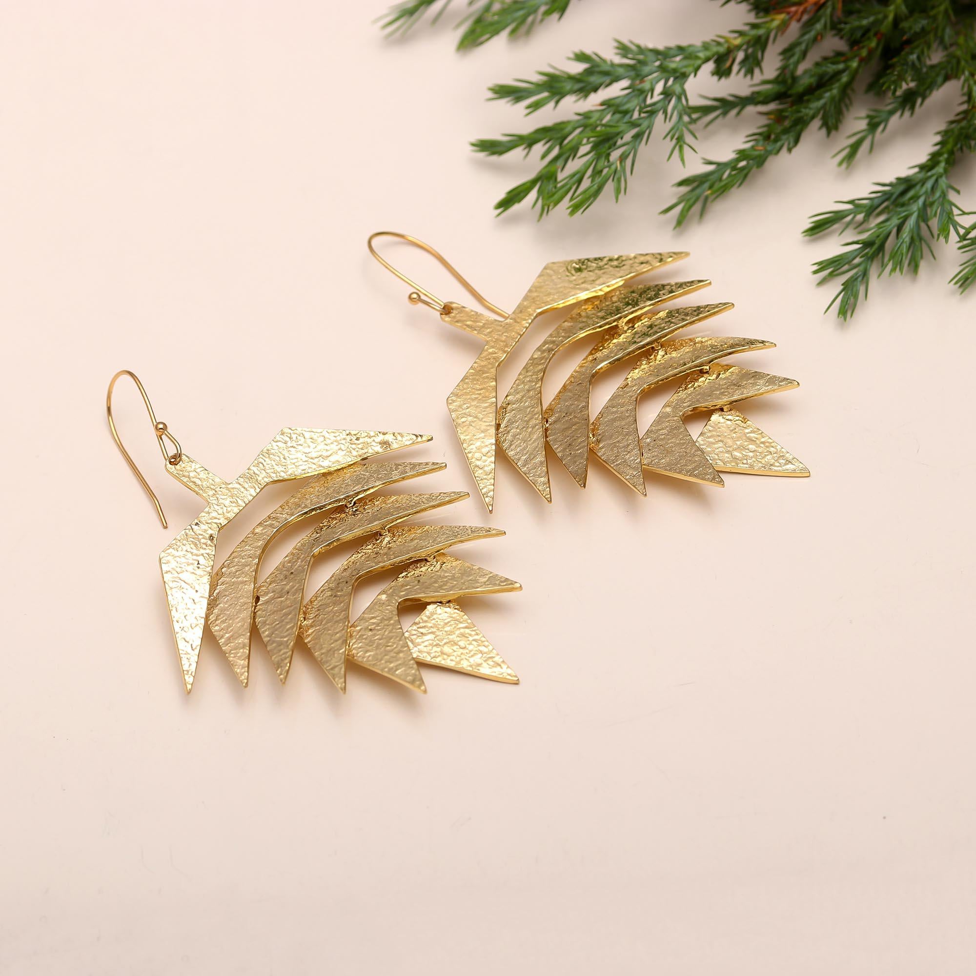 Brass Aloha Pineapple Earrings  Hypoallergenic Design