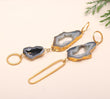 Brass Tobacco Geode Slice Agate Drusy Earrings  Hypoallergenic