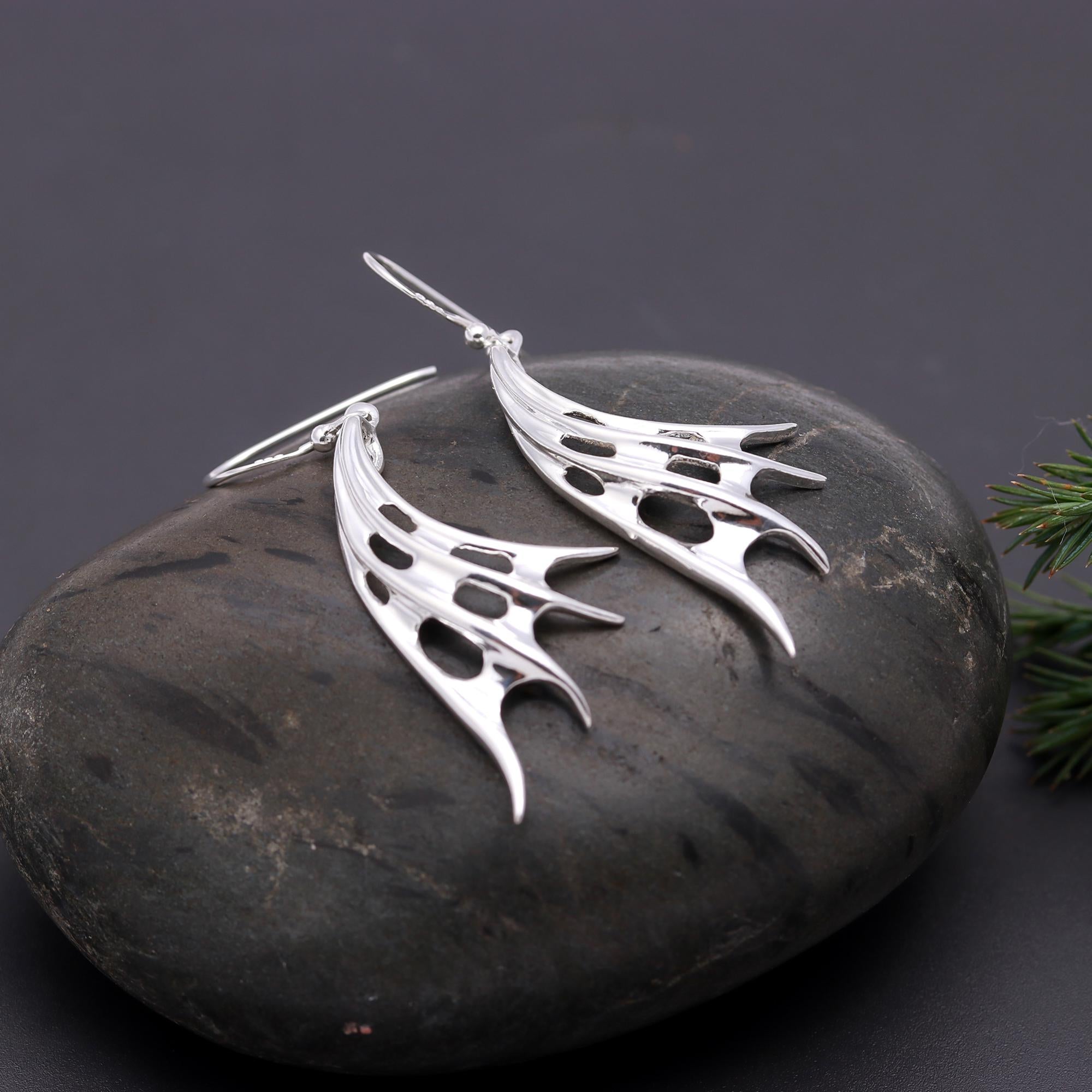 925 Silver Wing-Shaped Dangle Earrings