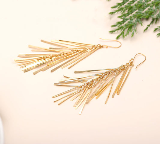 3 Inch Brass Feather Earrings Handmade & Hypoallergenic