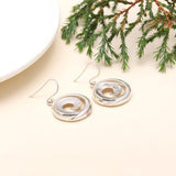 Convex Round Disc Dangle Earrings in Sterling Silver