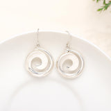 Convex Round Disc Dangle Earrings in Sterling Silver