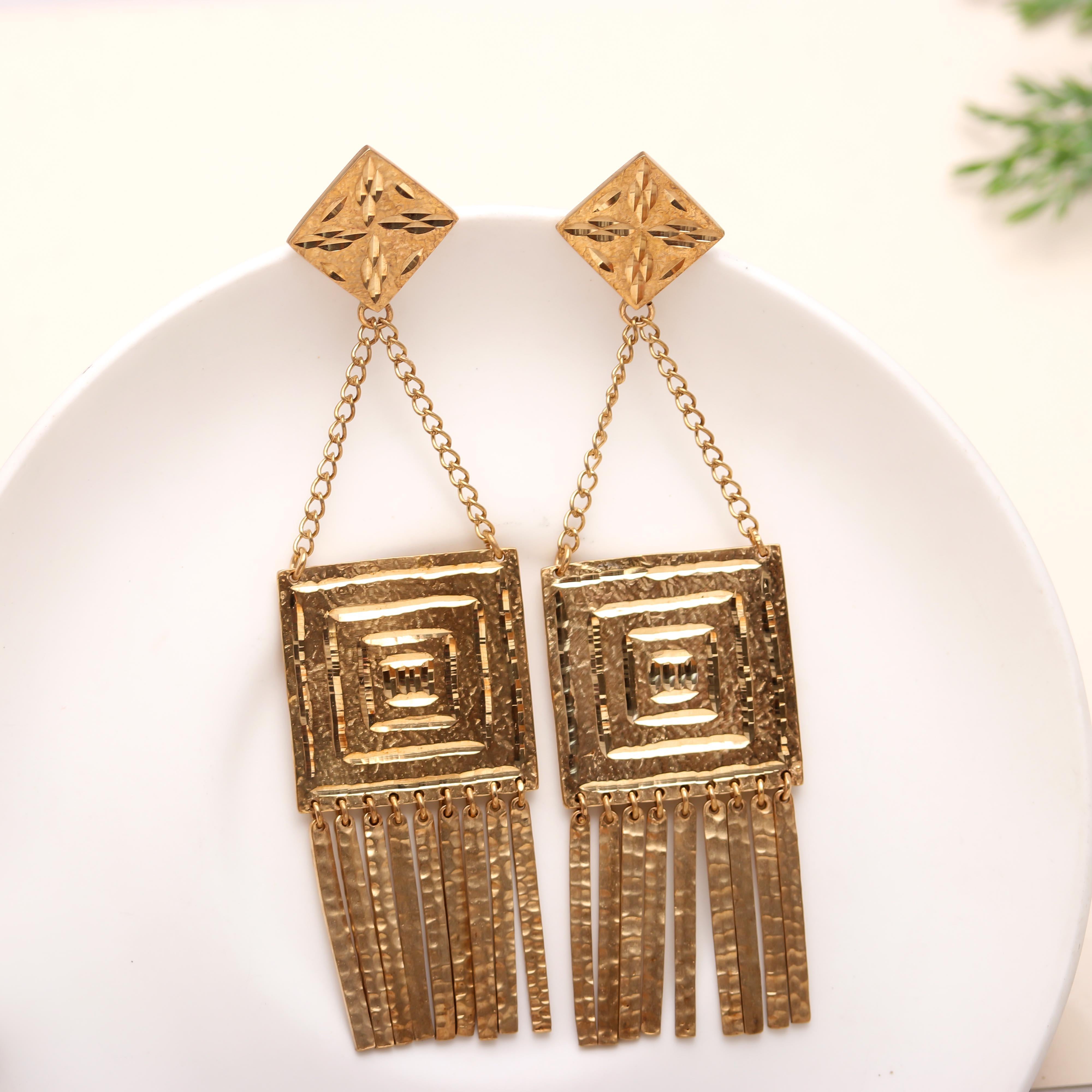 925 Silver Square Fringe Drop Earrings
