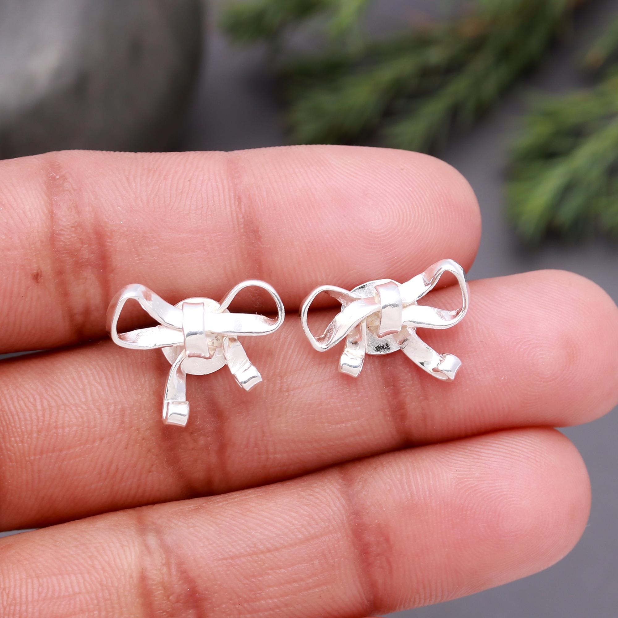 925 Silver Bow Knot Stud Earrings