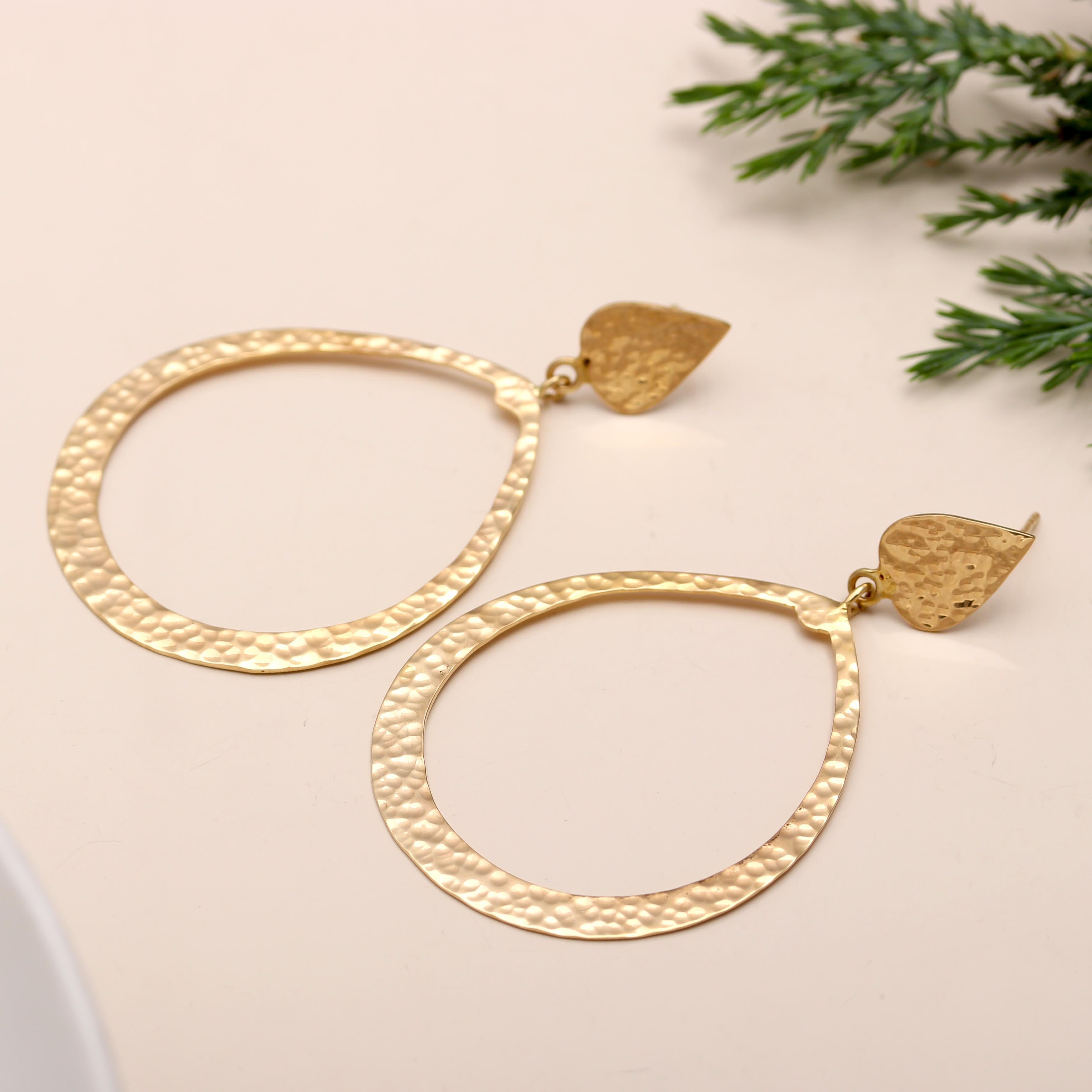 925 Silver Hammered Drop Earrings