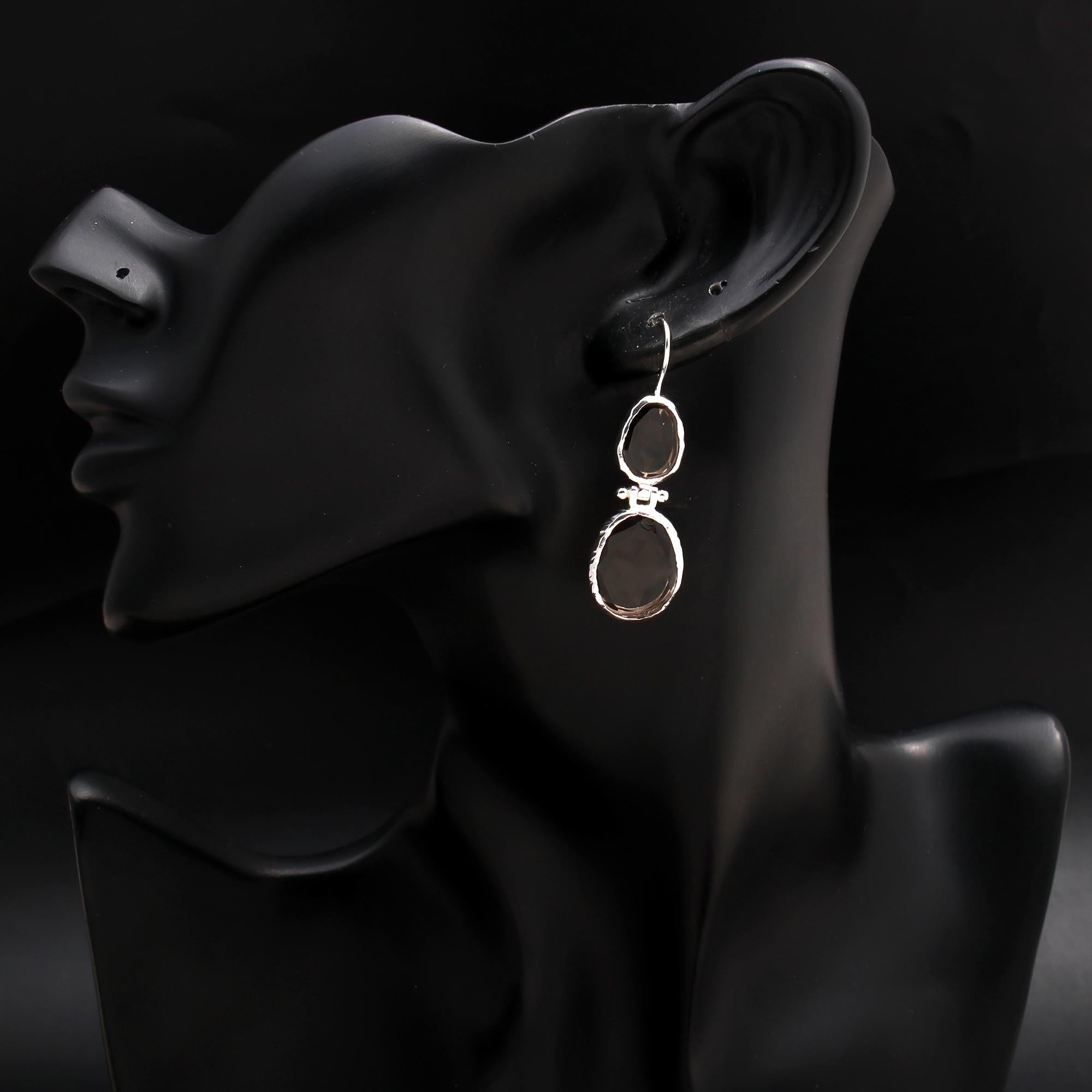 925 Silver Smoky Quartz Dangle Earrings