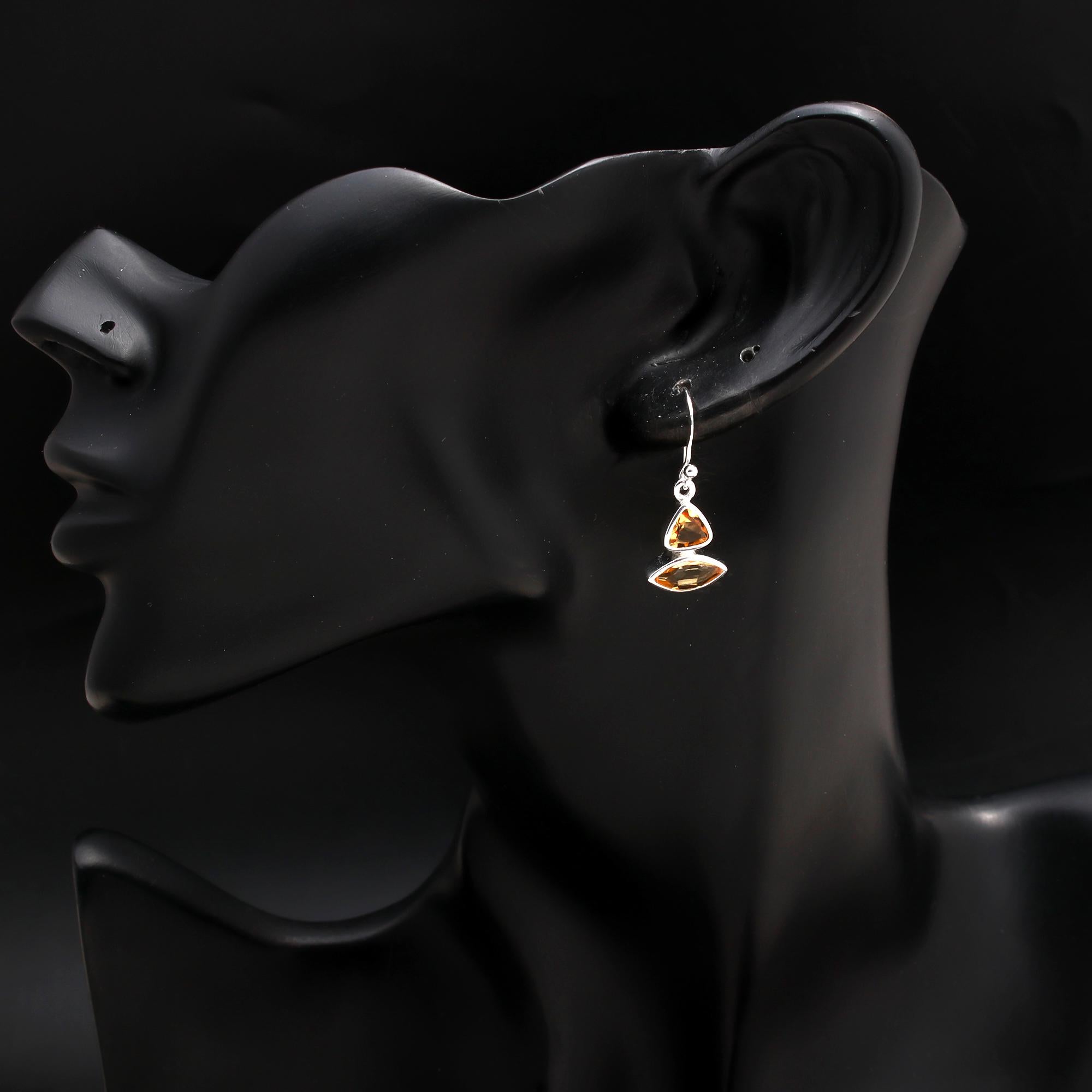 925 Silver Citrine Dangle Earrings