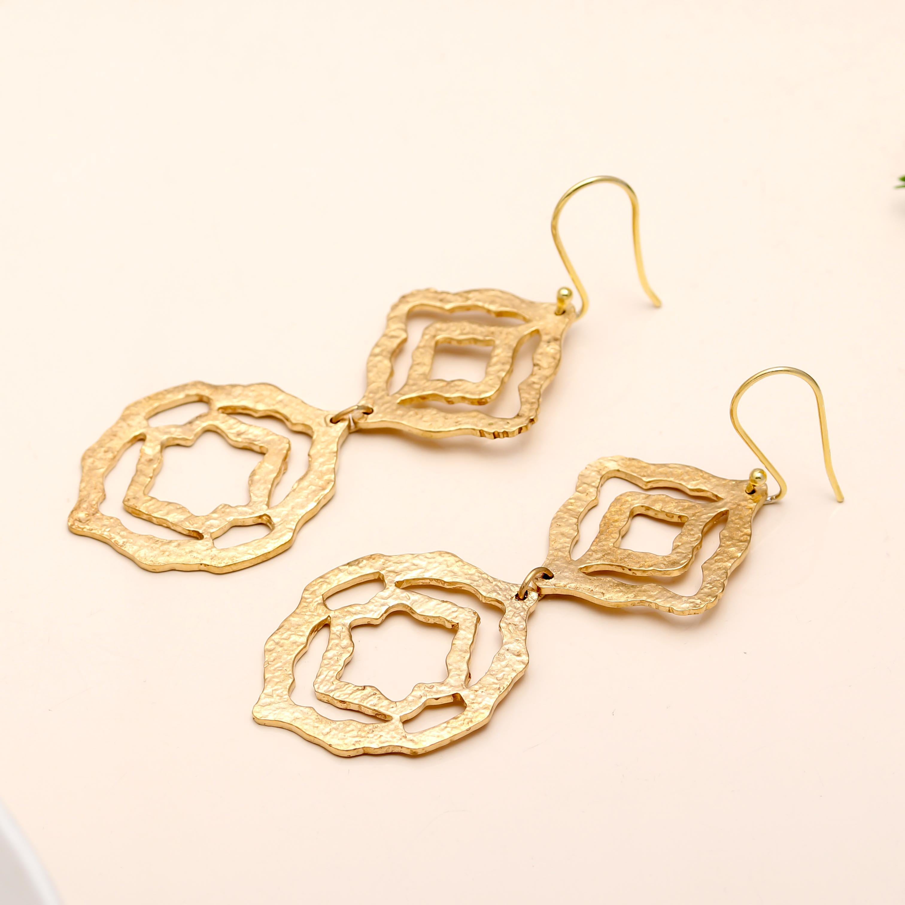 925 Silver Textured Geometric Dangle Earrings