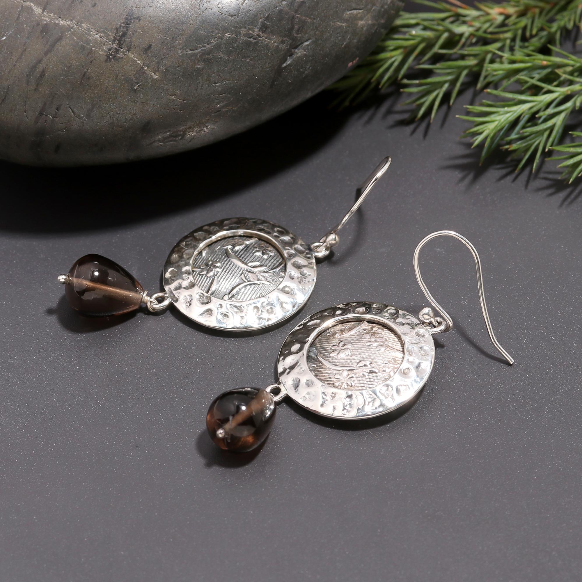 925 Silver Ancient Coin Dangle Earrings