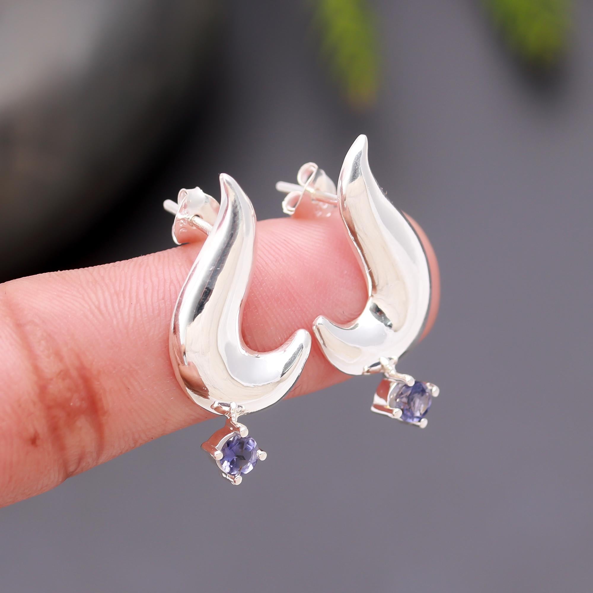 925 Silver Wave Curve Stud Earrings