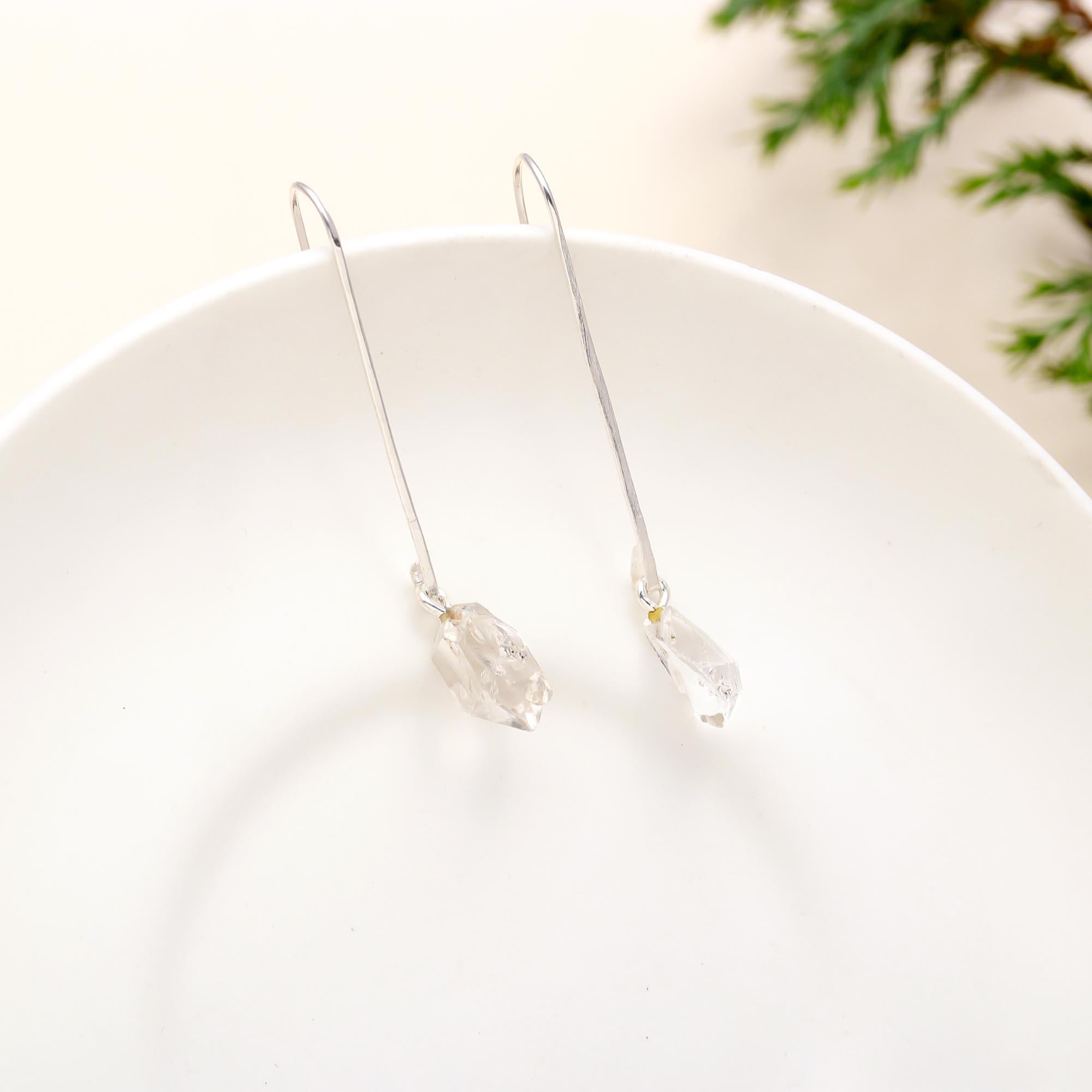 925 Sterling Silver Herkimer Diamond Long Earrings