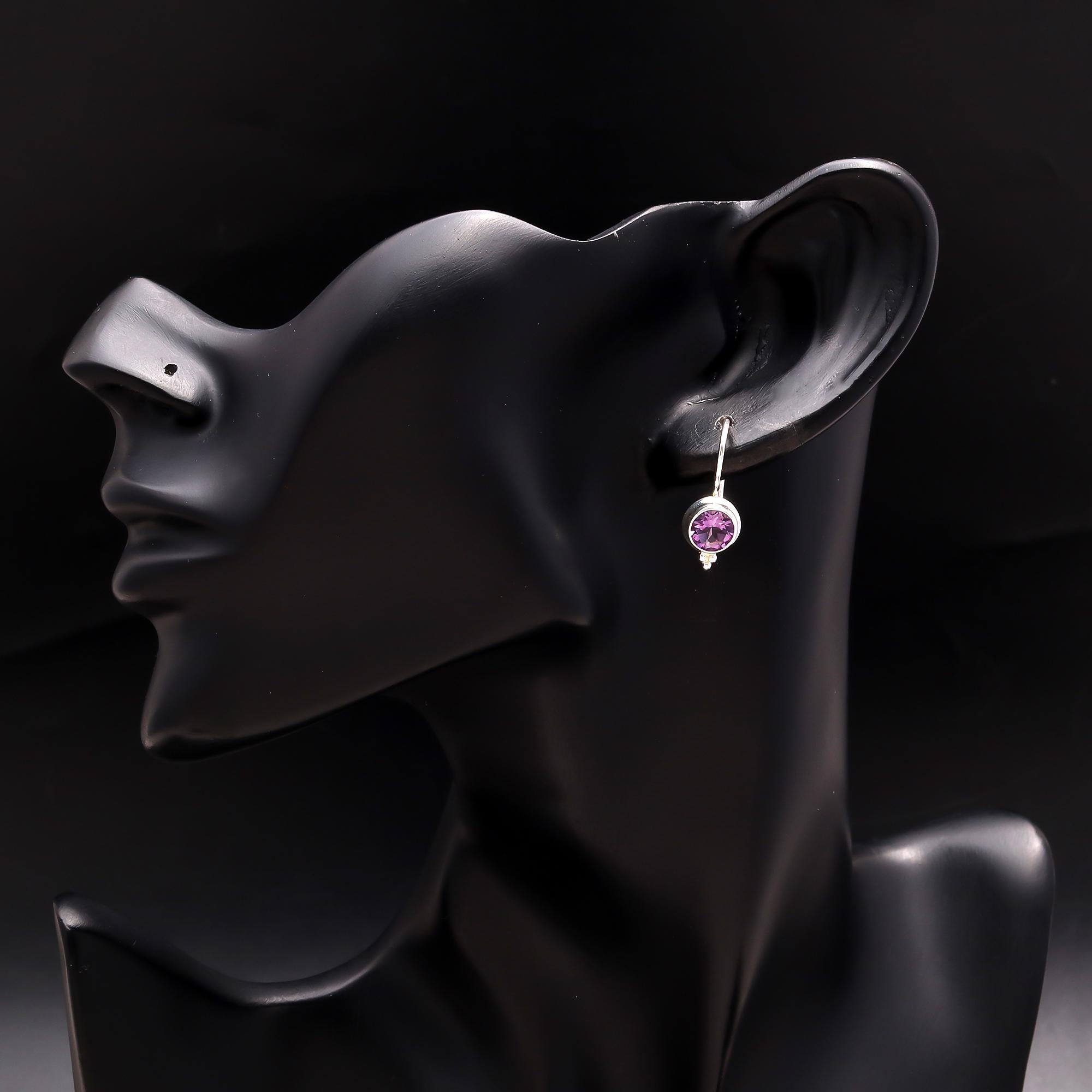 925 Silver Amethyst Hook Earrings