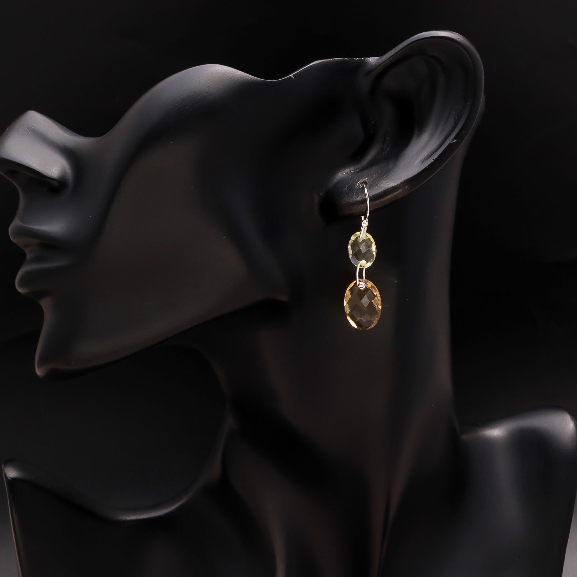 925 Silver Lemon Quartz Dangle Earrings