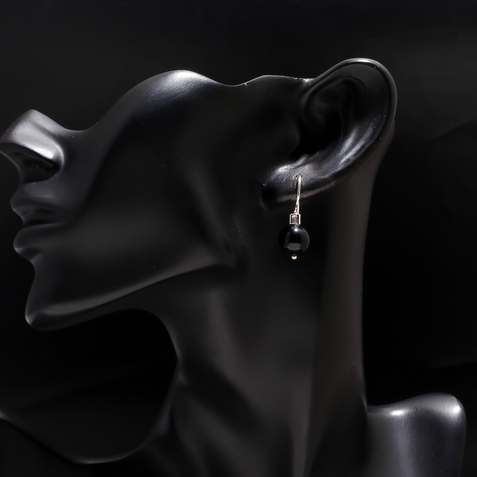 925 Silver Black Onyx Dangle Earrings