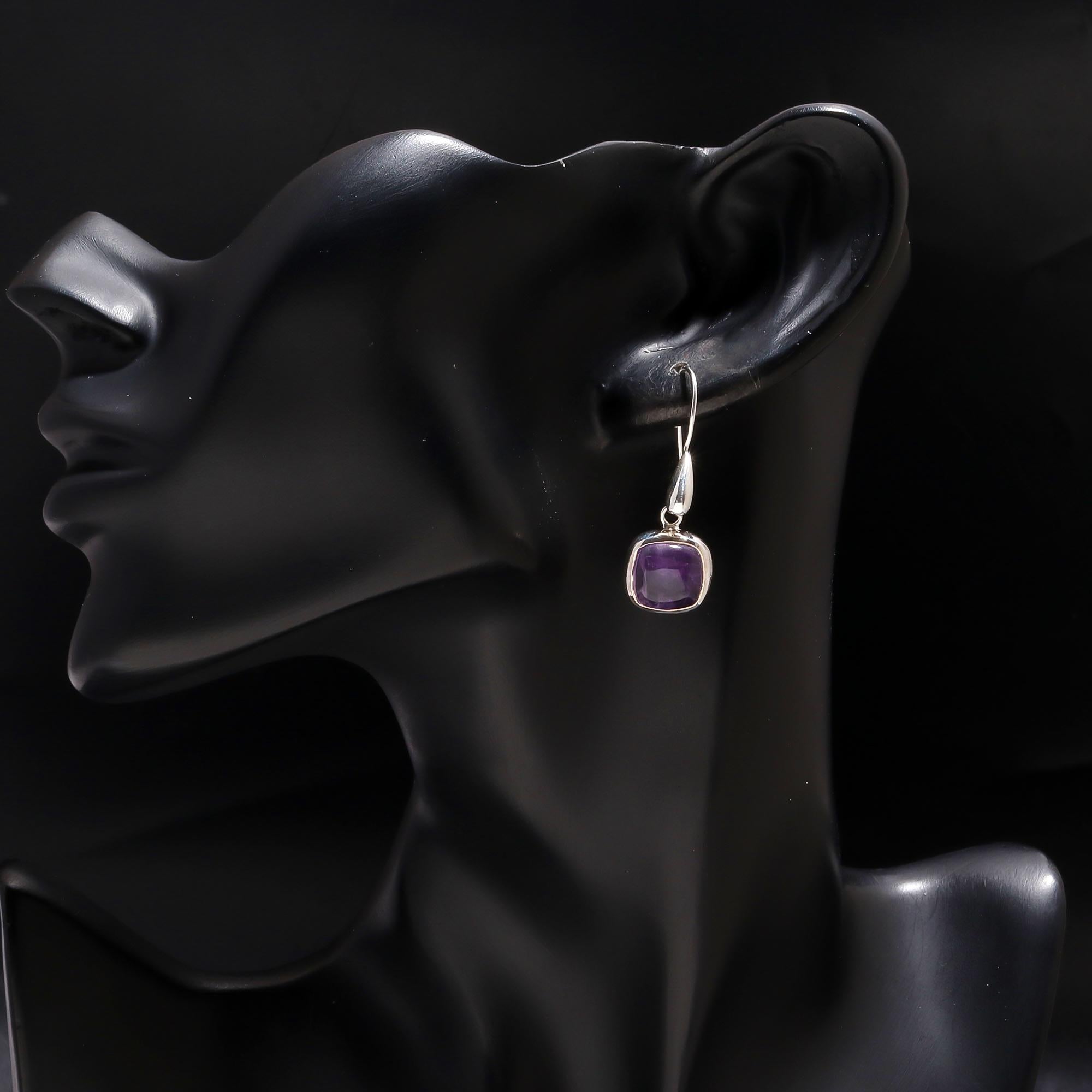 925 Silver Amethyst Dangle Earrings