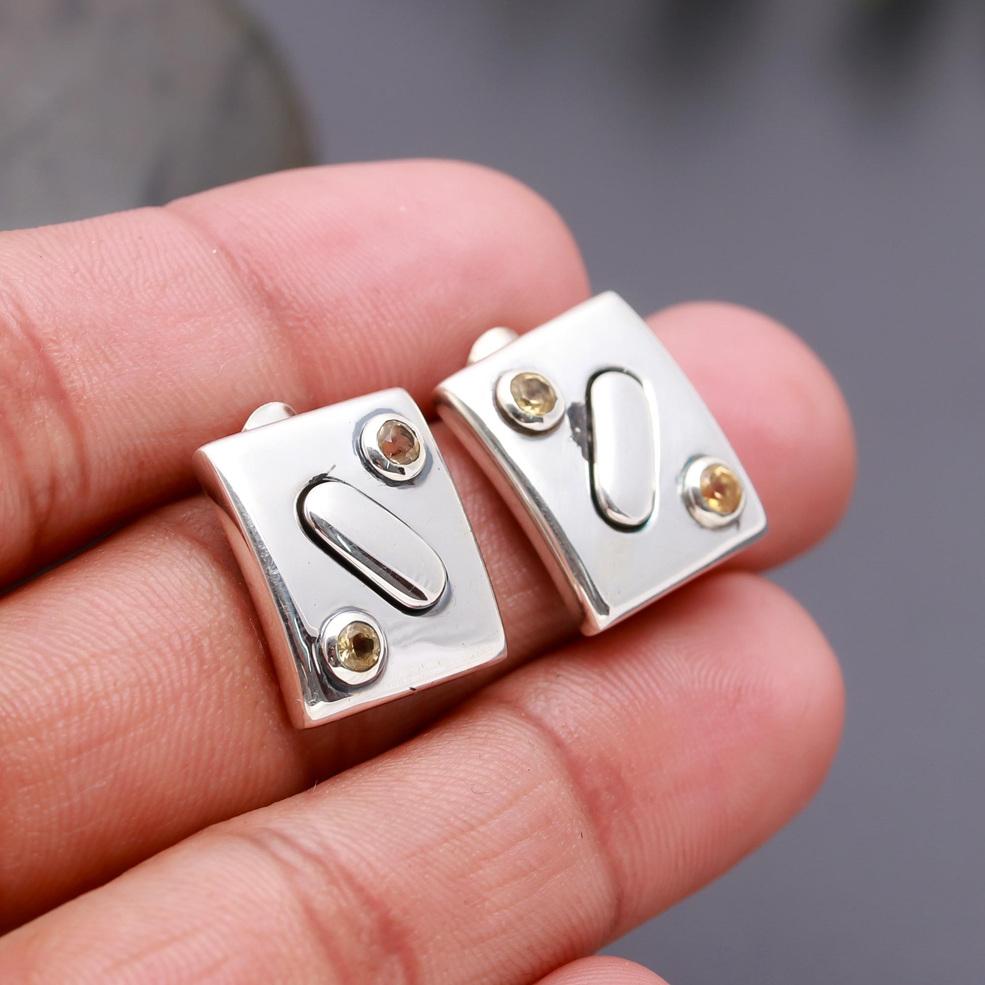 925 Silver Citrine Stud Earrings