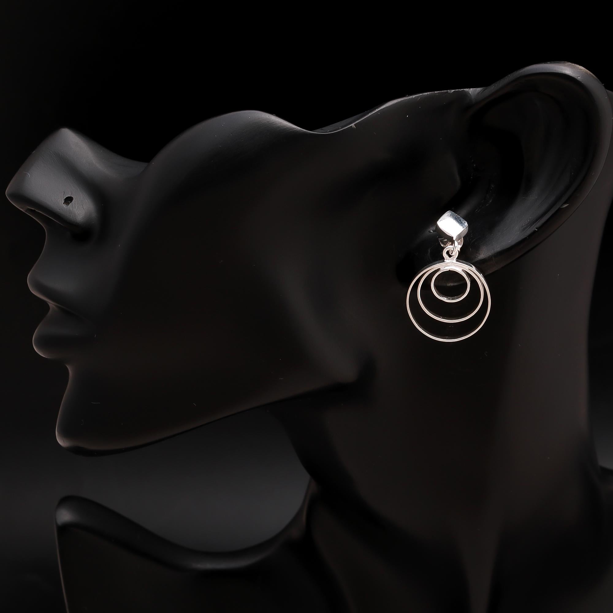 925 Silver Multi Circle Drop Earrings