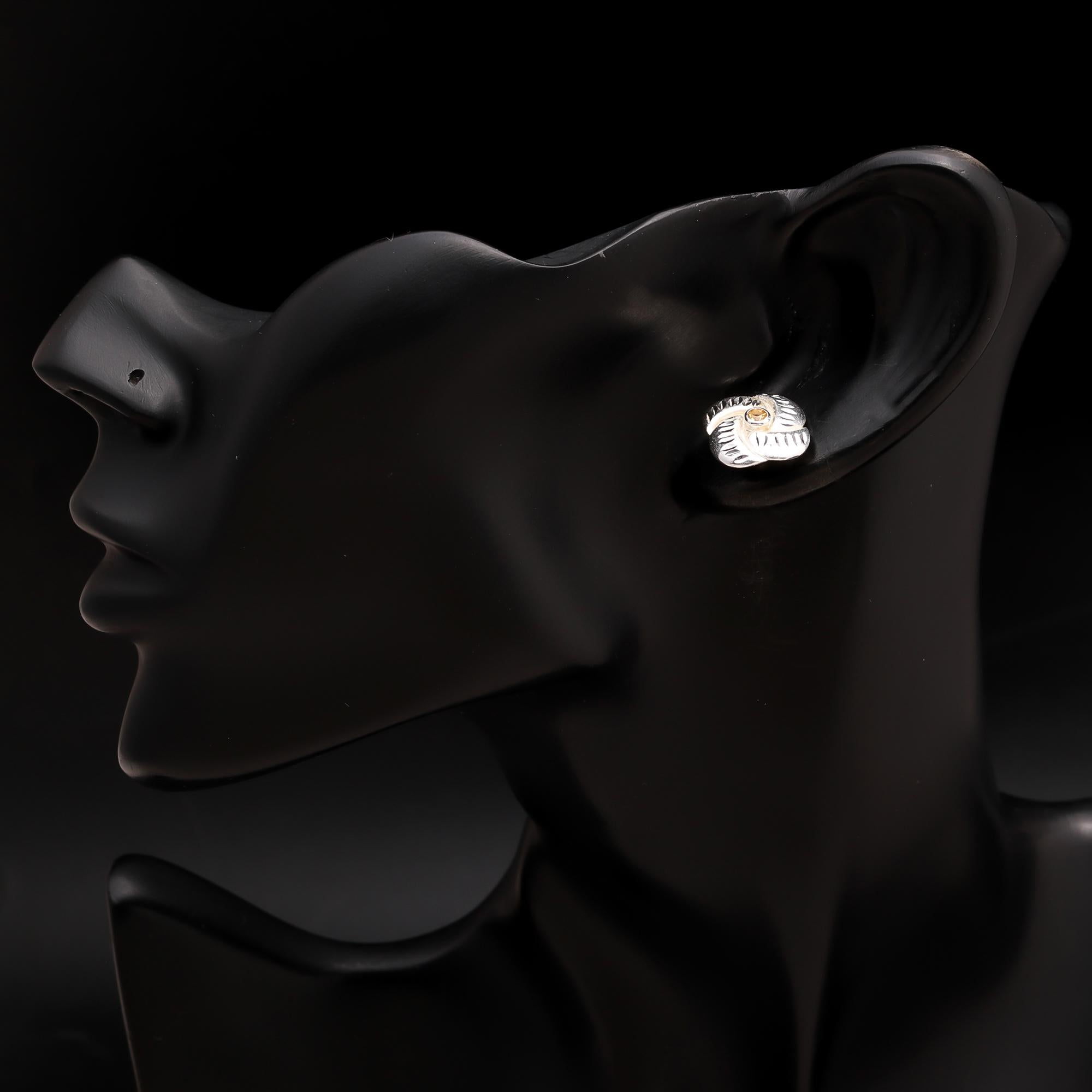 925 Silver Carved Swirl Stud Earrings