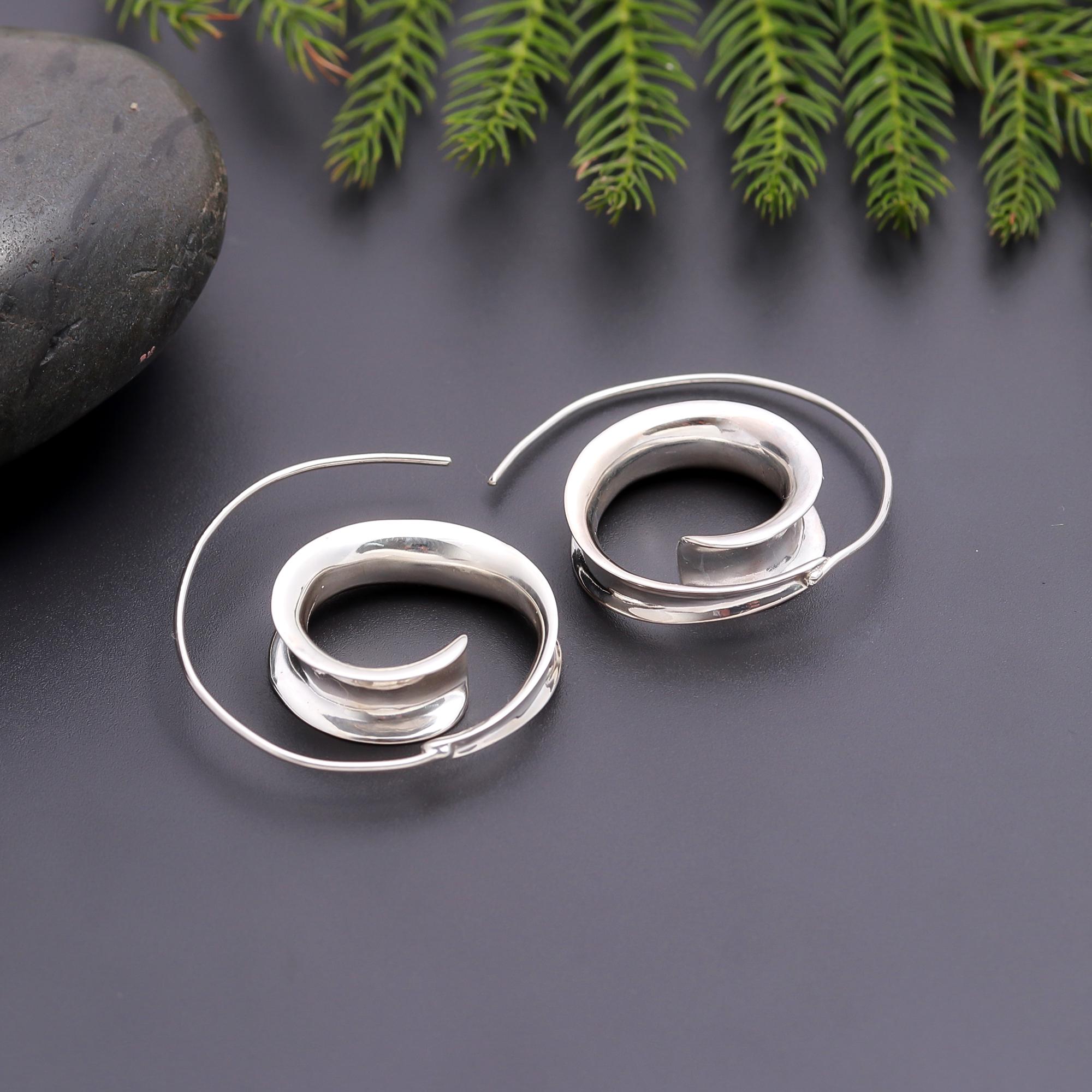 925 Silver Spiral Hoop Earrings