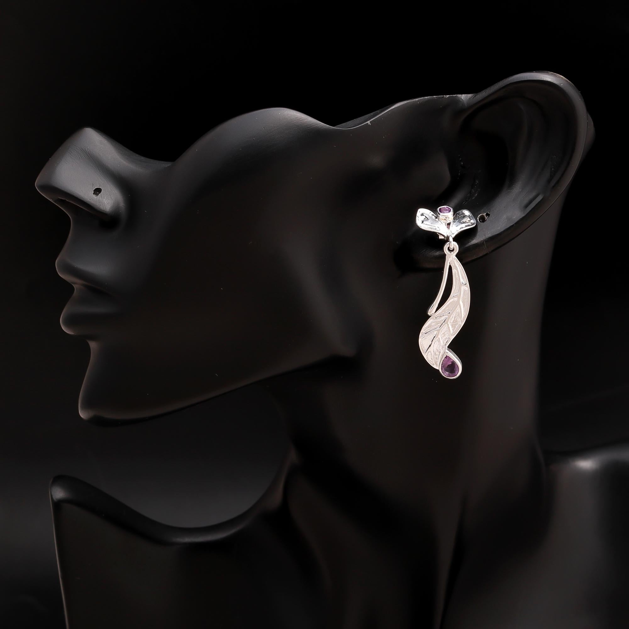 925 Silver Leaf Drop Earrings