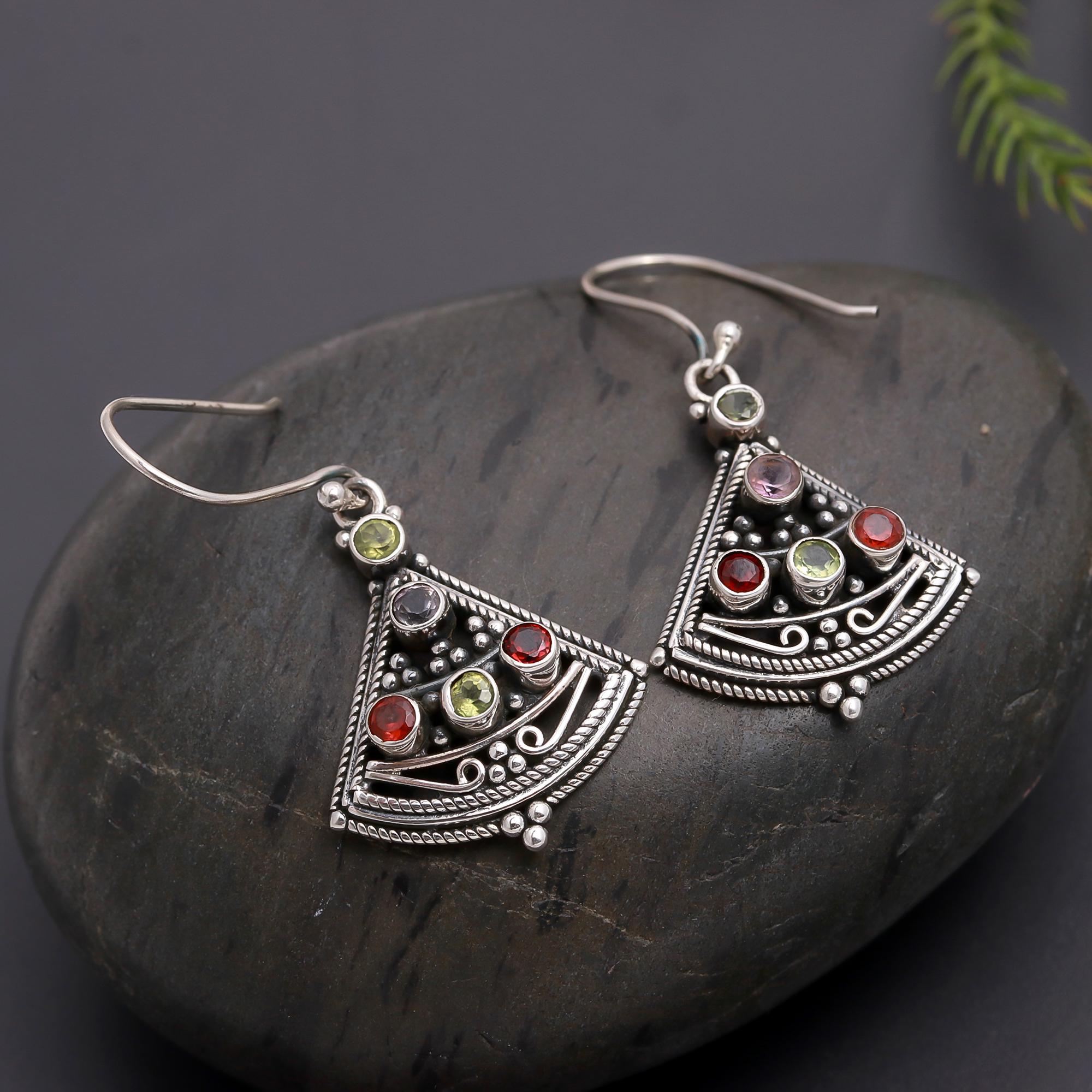 925 Silver Triangle Dangle Earrings