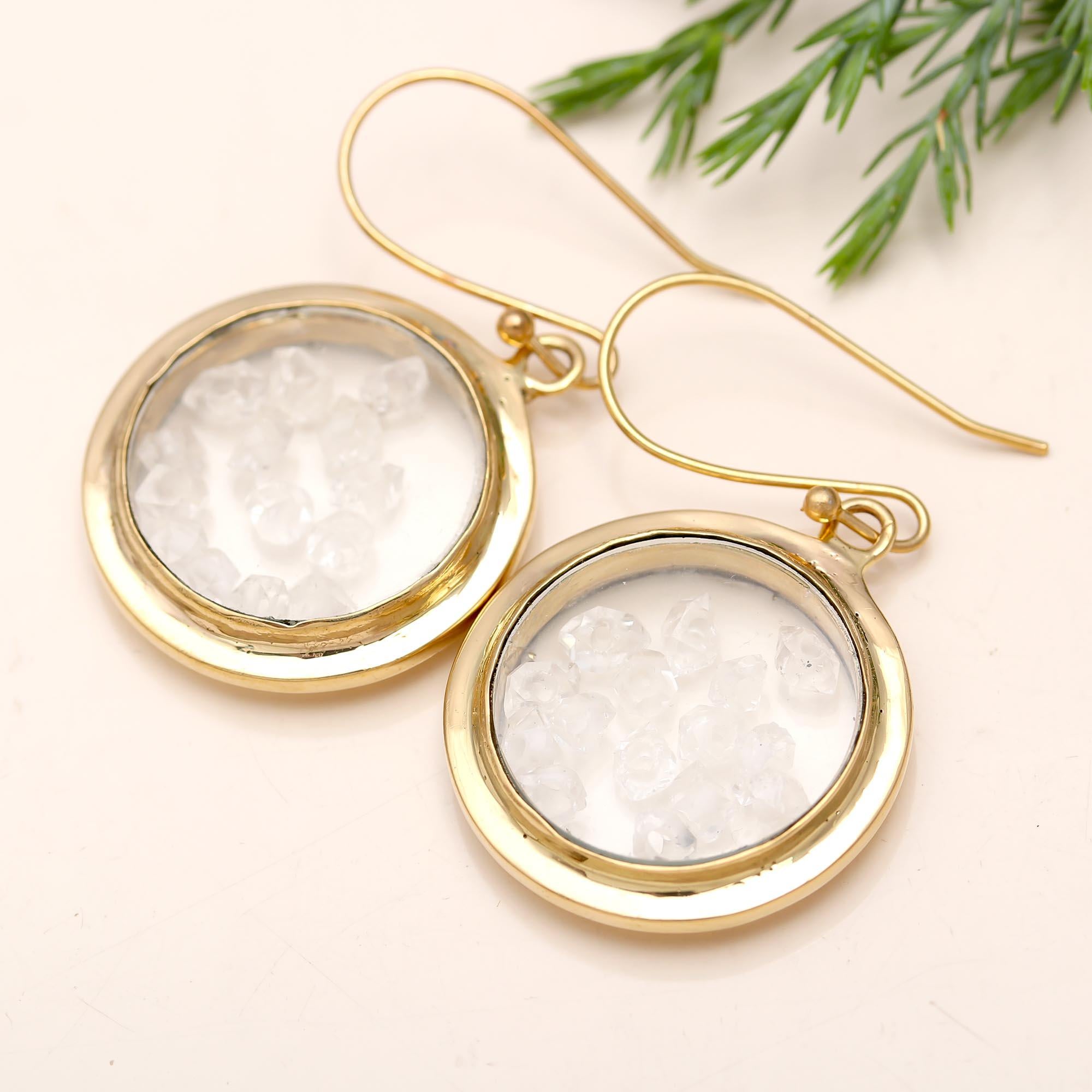 925 Silver Quartz Beads Dangle Earrings