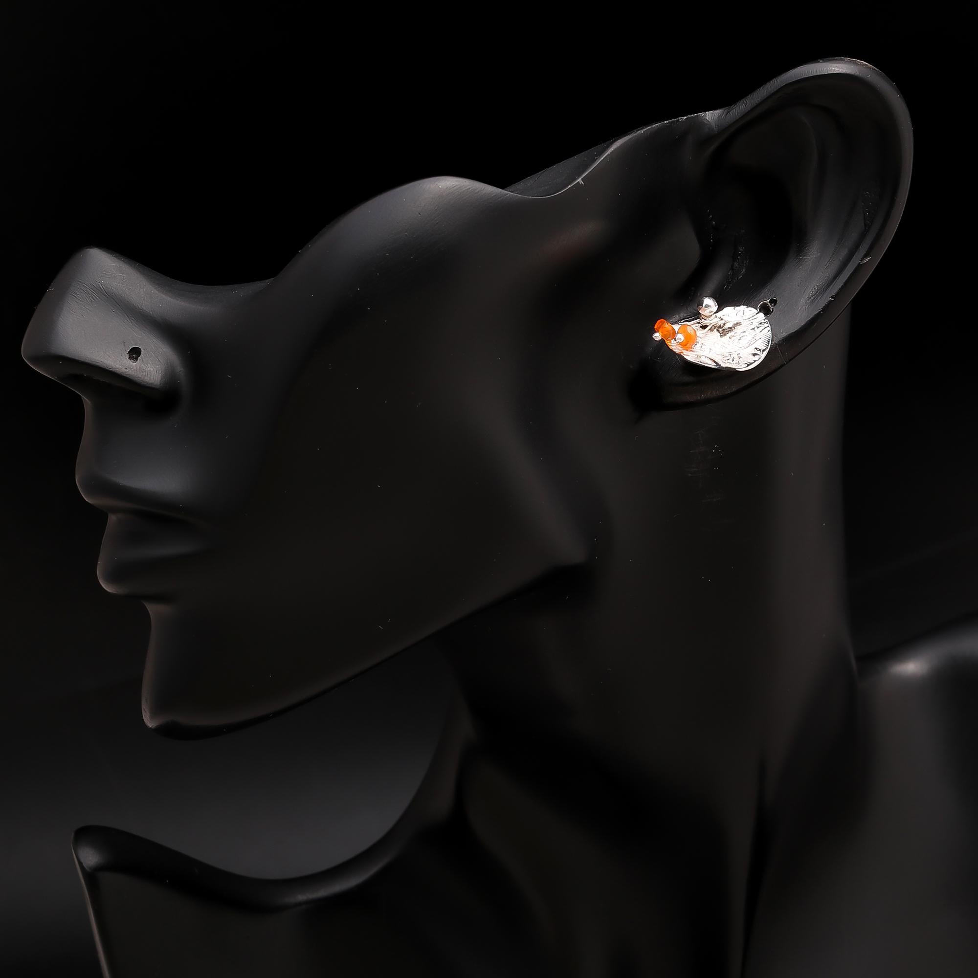 925 Silver Textured Leaf Stud Earrings