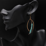 Designer Brass Turquoise Drop Earrings